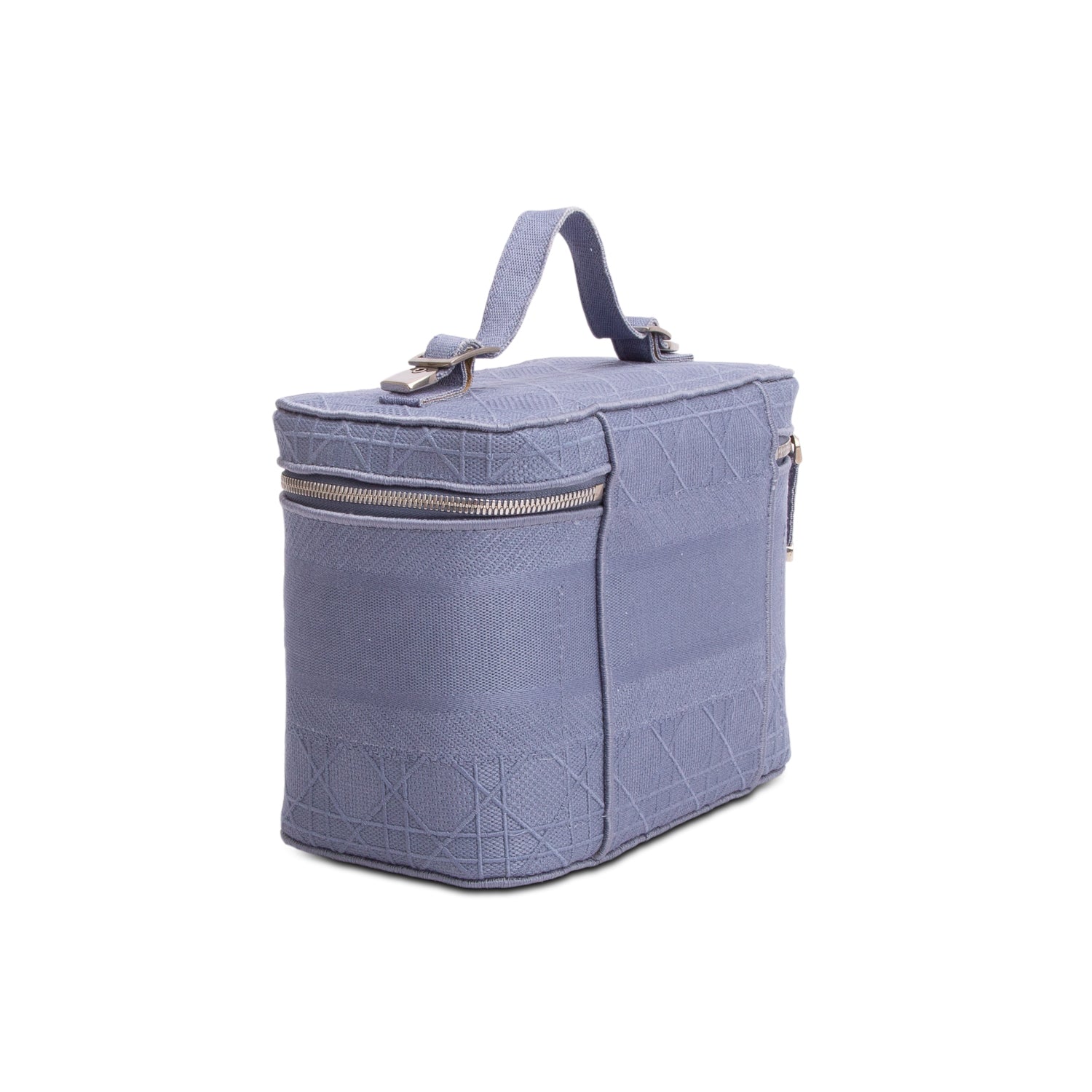 Christian Dior 2020 Blue Canvas Embroidered Cannage Travel Vanity Case