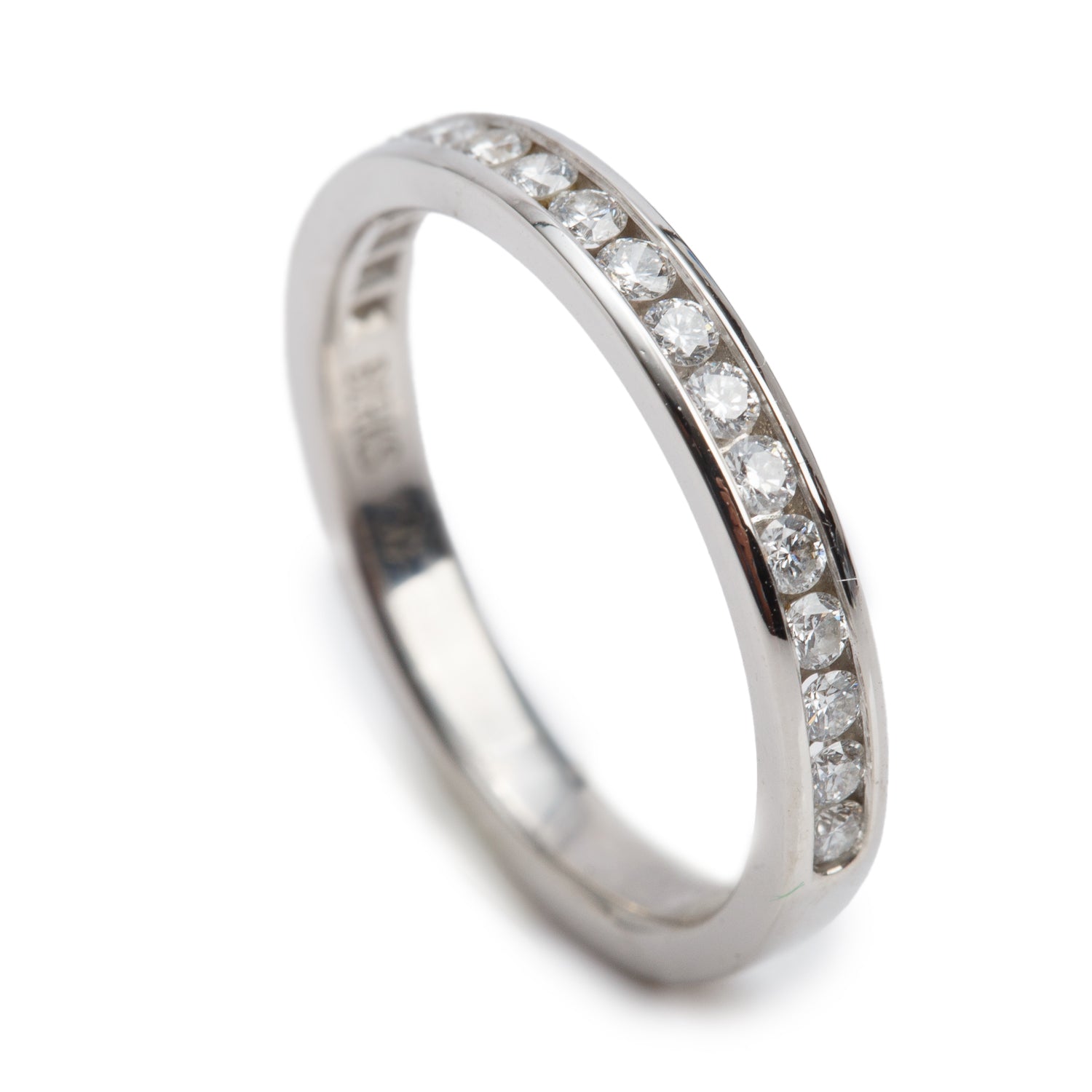 Birks 18k White Gold 0.36 tcw. Half-Eternity Diamond Wedding Band Ring, Size 5.5