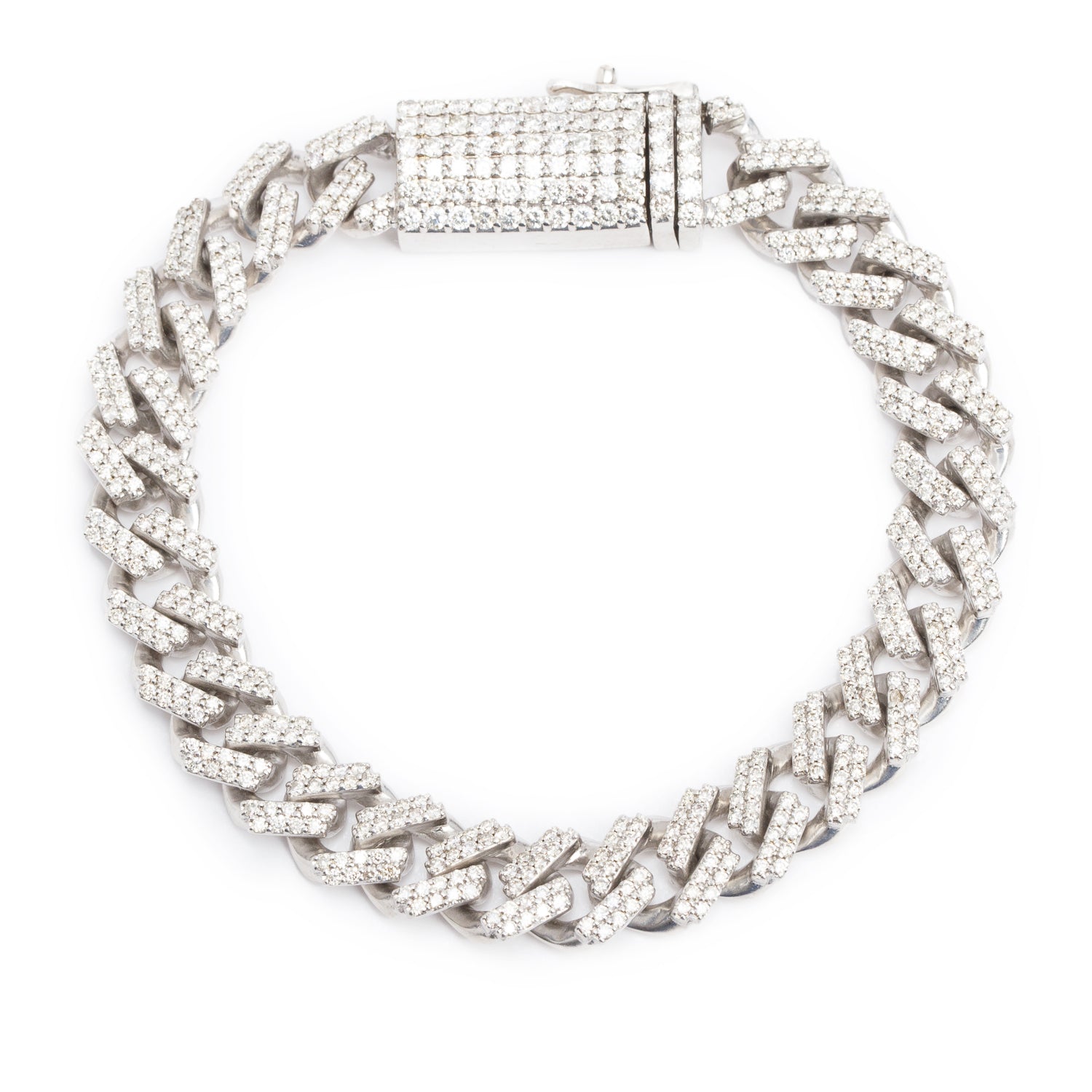 10k Yellow Gold Pave Diamond Curb Link Bracelet