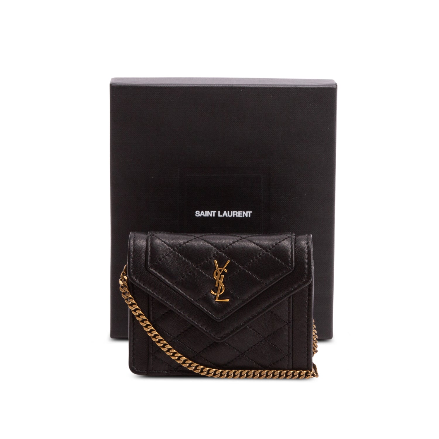 Saint Laurent 2023 Black Lambskin Quilted Mini Gaby w/ Box