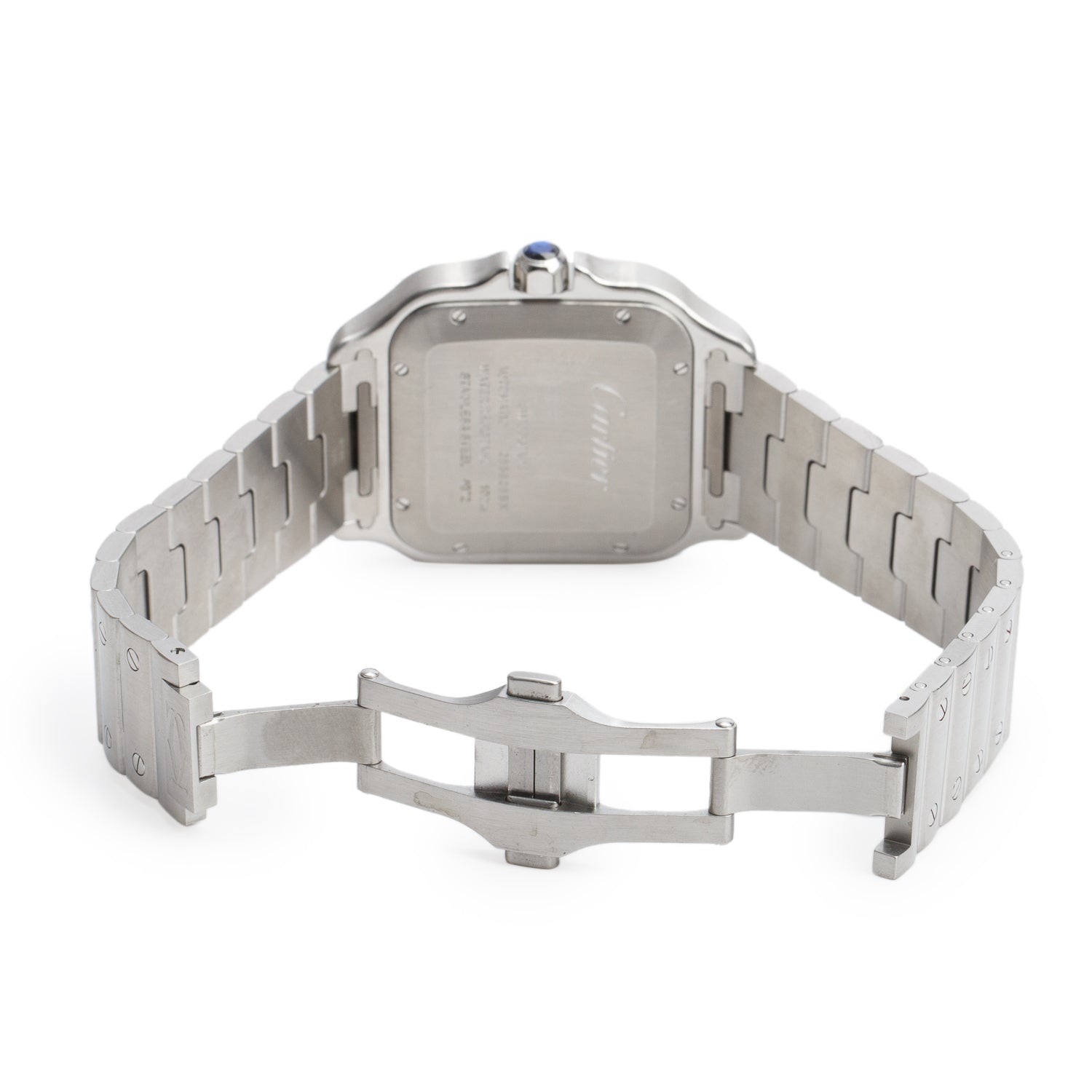 Cartier 2021 Stainless Steel Santos de Cartier Automatic Watch, Large Model Blue Dial 4072 w/ Box & Papers