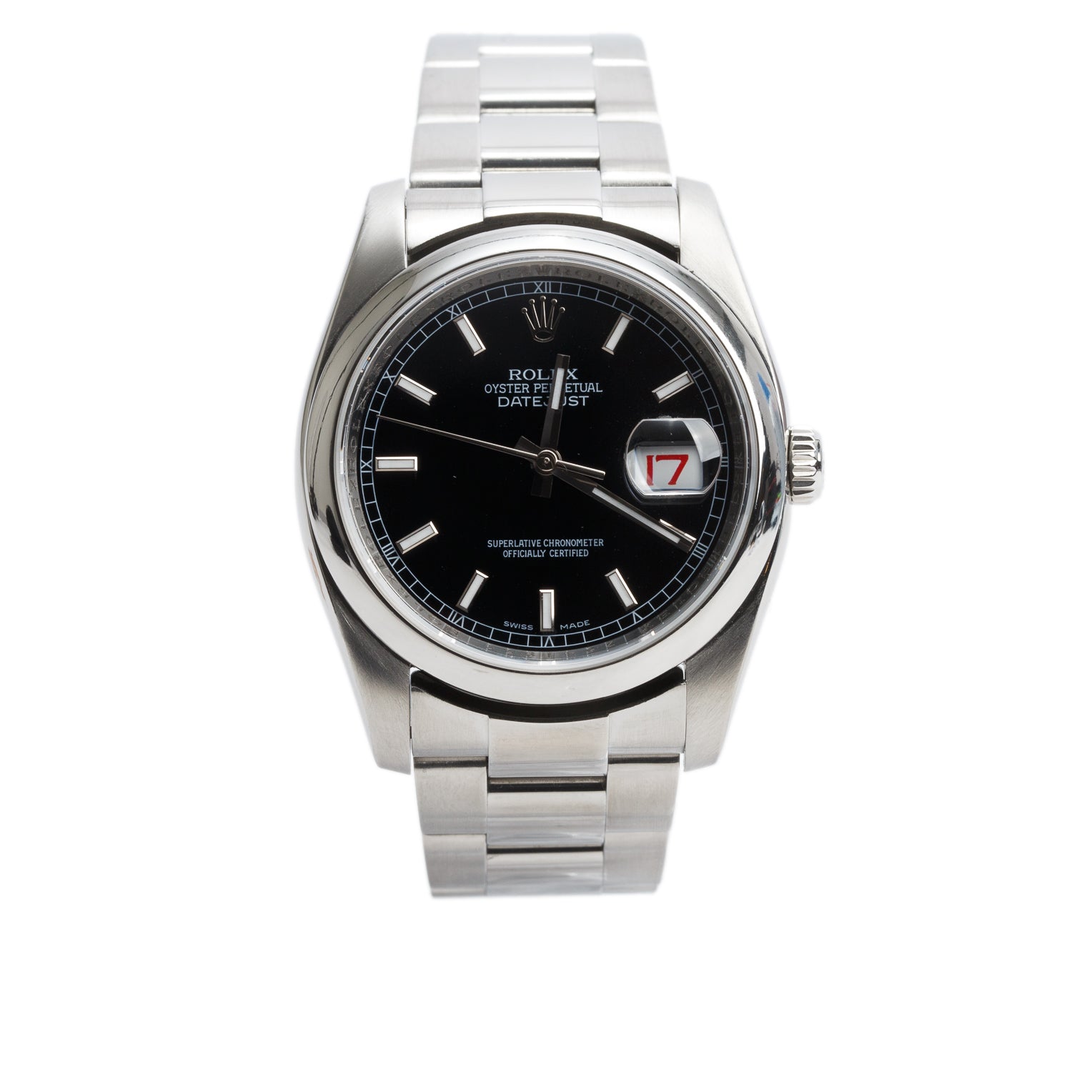 Rolex Stainless Steel Datejust 36 MM Silver Dial Automatic Watch Black Roulette Dial 126200