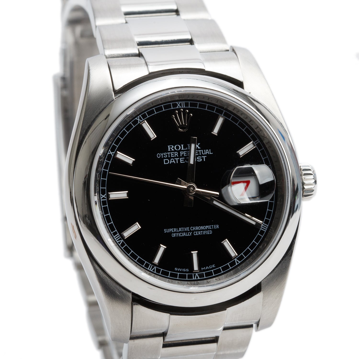 Rolex Stainless Steel Datejust 36 MM Silver Dial Automatic Watch Black Roulette Dial 126200