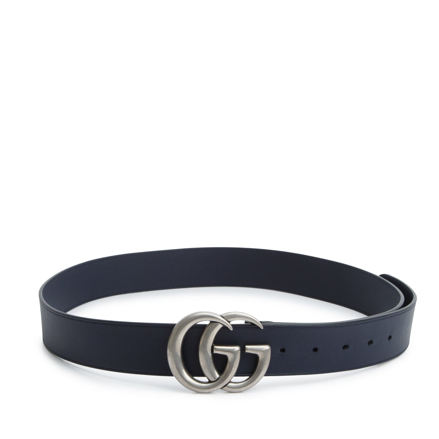 Gucci Navy GG Marmont Wide Leather Belt 105 42