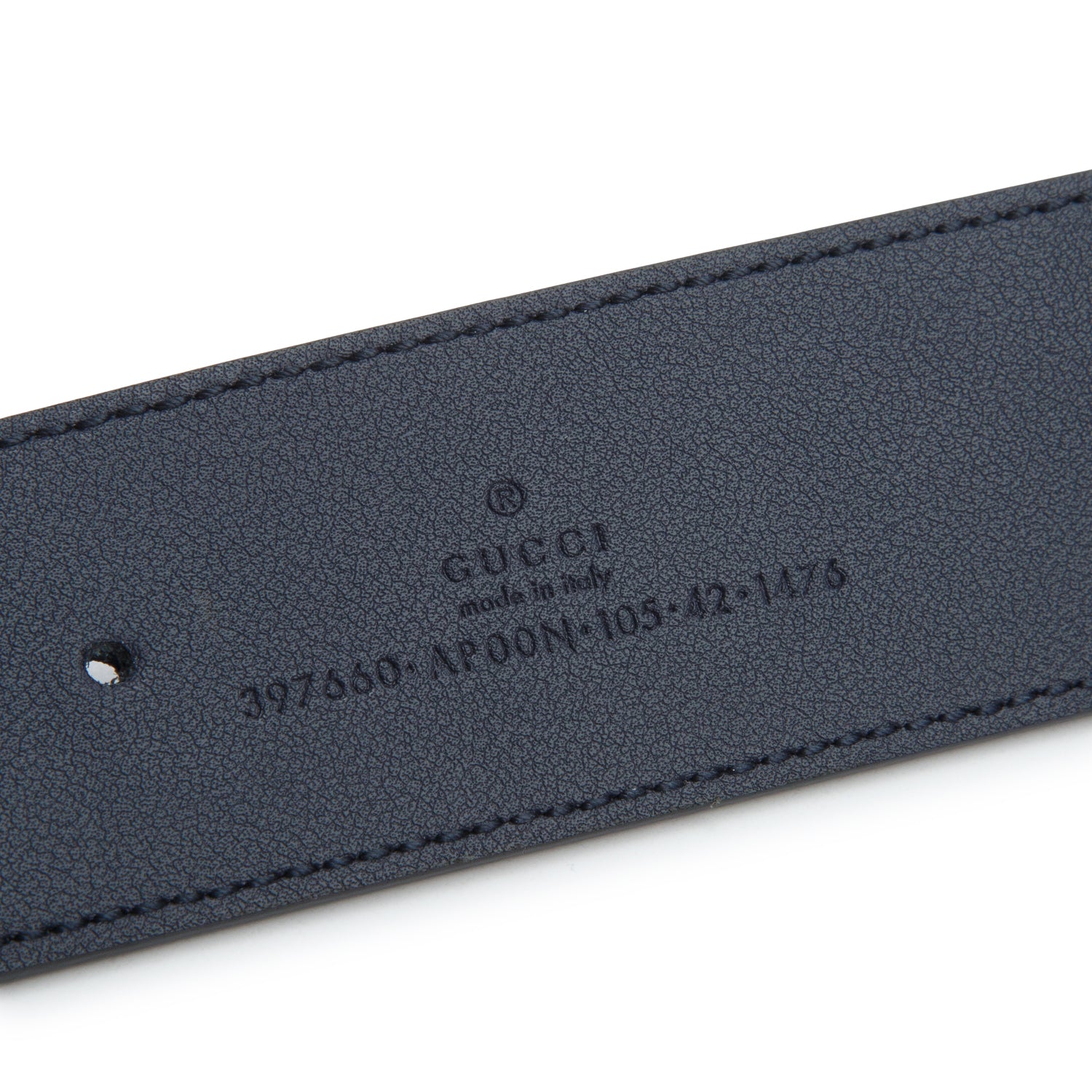 Gucci Navy GG Marmont Wide Leather Belt 105 42