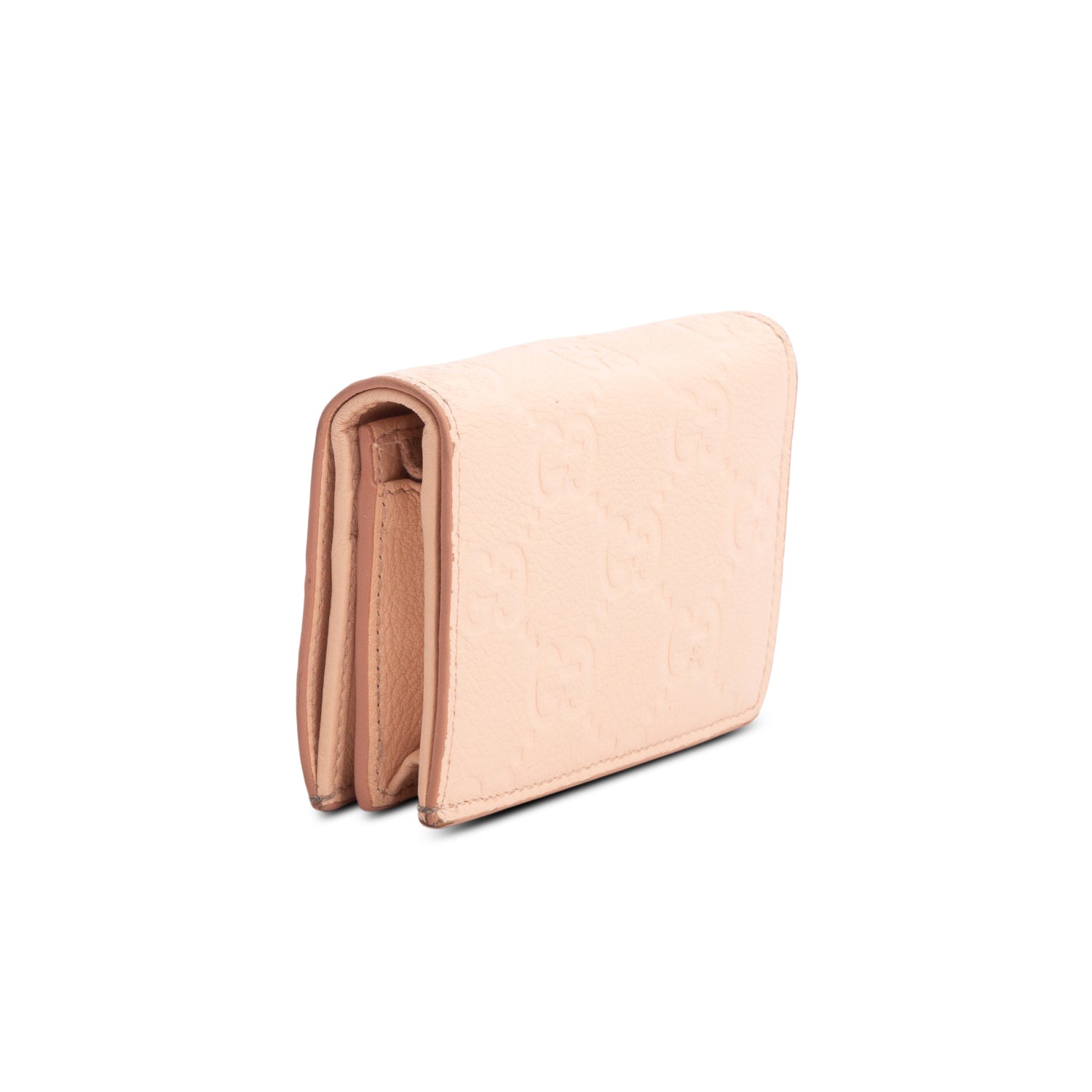 Gucci Pink Grainy Leather GG Emblem Small Wallet w/ Box