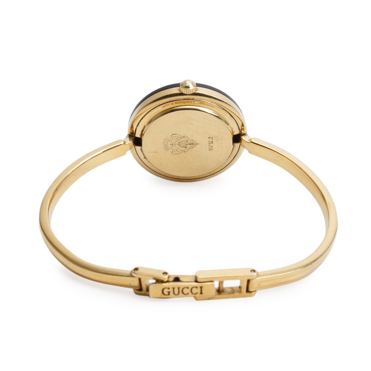 Gucci Gold Plated Stainless Steel 1100 Series 26 MM Watch White Dial w/ Box & 12 Multicolour Bezels