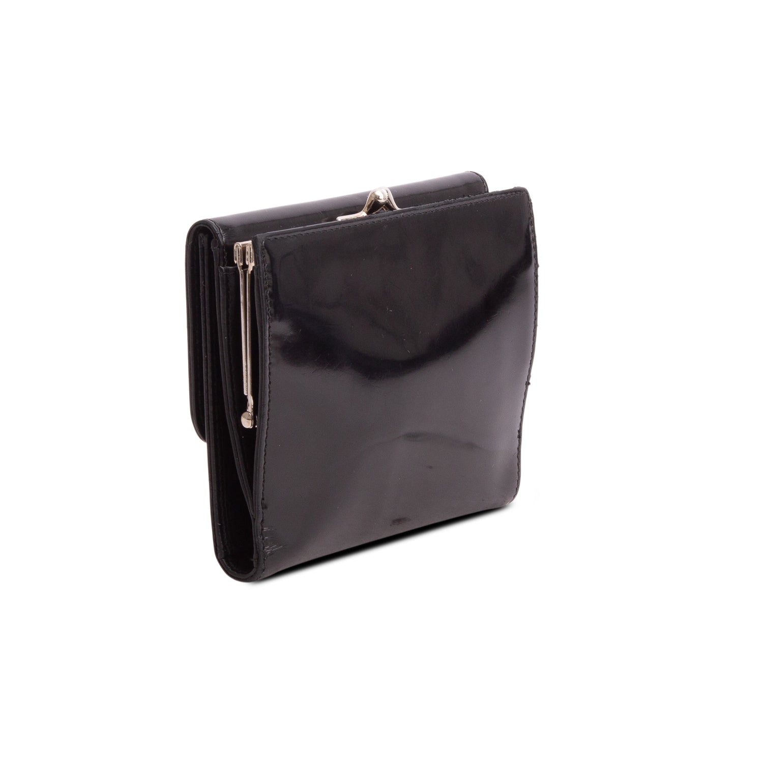 Prada Black Spazzolato Trifold Compact Wallet w/ Box