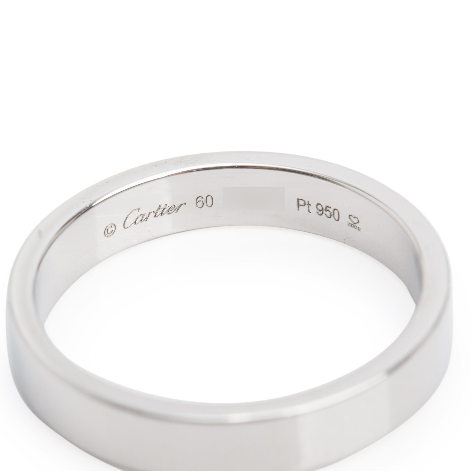 Cartier Platinum C de Cartier 4 MM Wedding Band Ring, Size 60 9.25