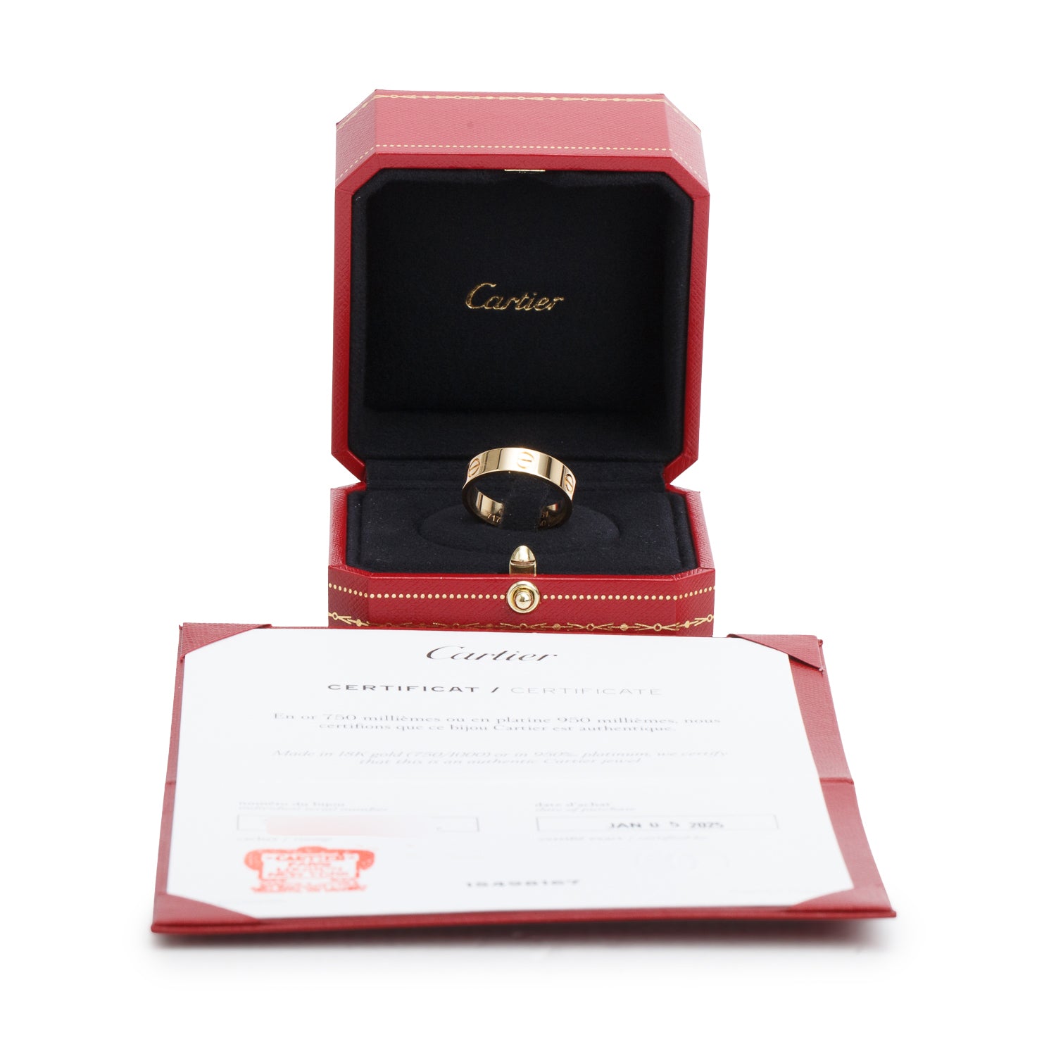 Cartier 2025 18k Yellow Gold 5.5 MM Love Ring, Classic Model, Size 61 9.75 w/ Box, Receipt & Certificate