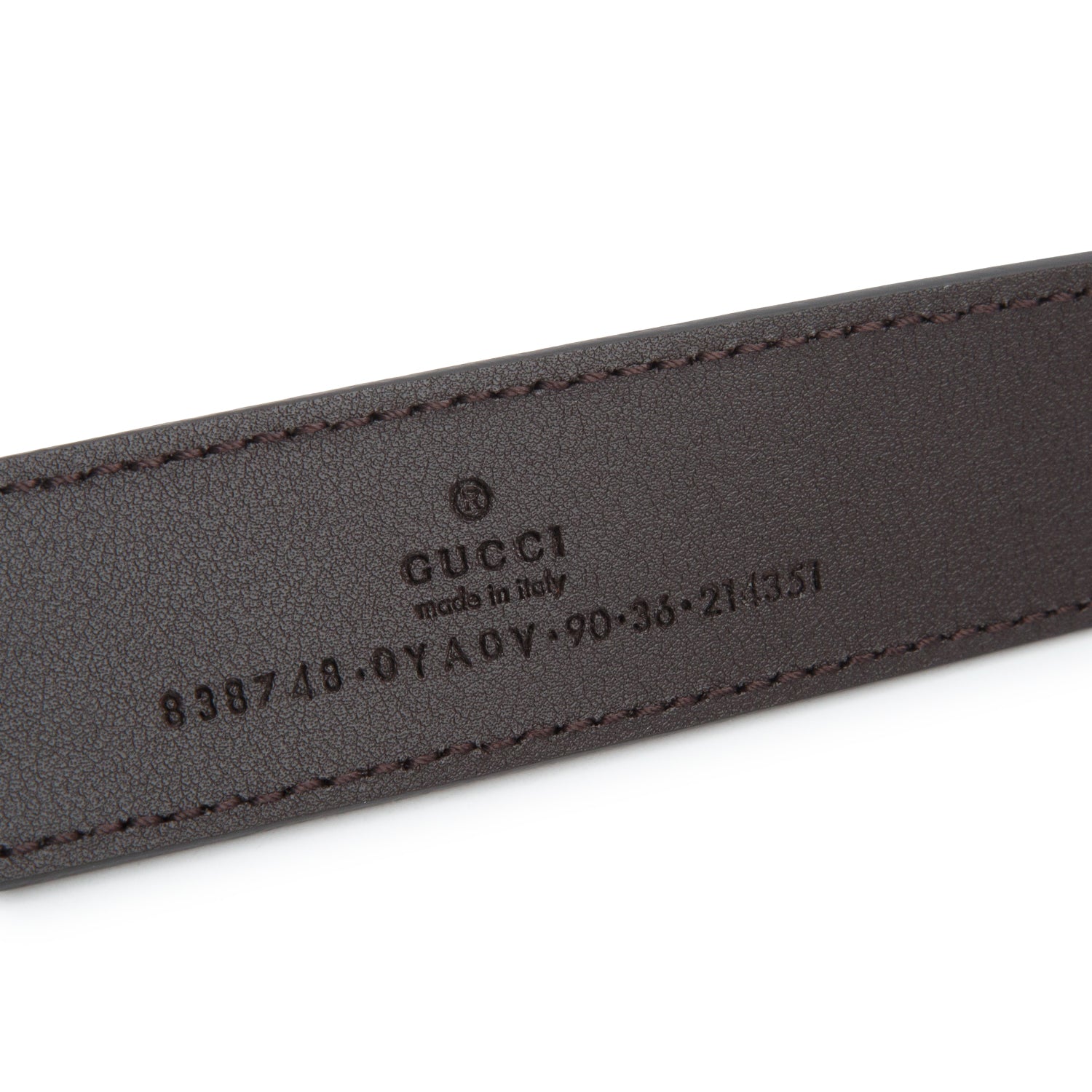 Gucci Brown Plutone Calfskin Plaque GG 30mm Belt 90 36