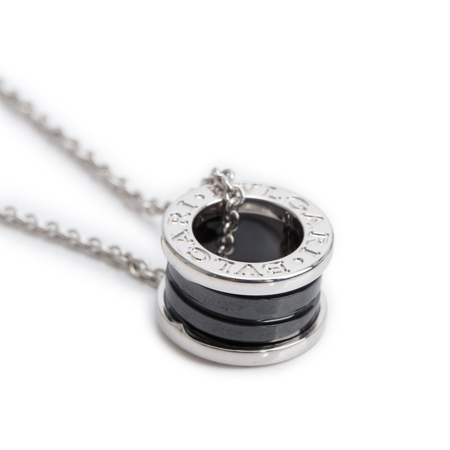 BVLGARI Sterling Silver Save & Black Ceramic The Children Pendant Necklace