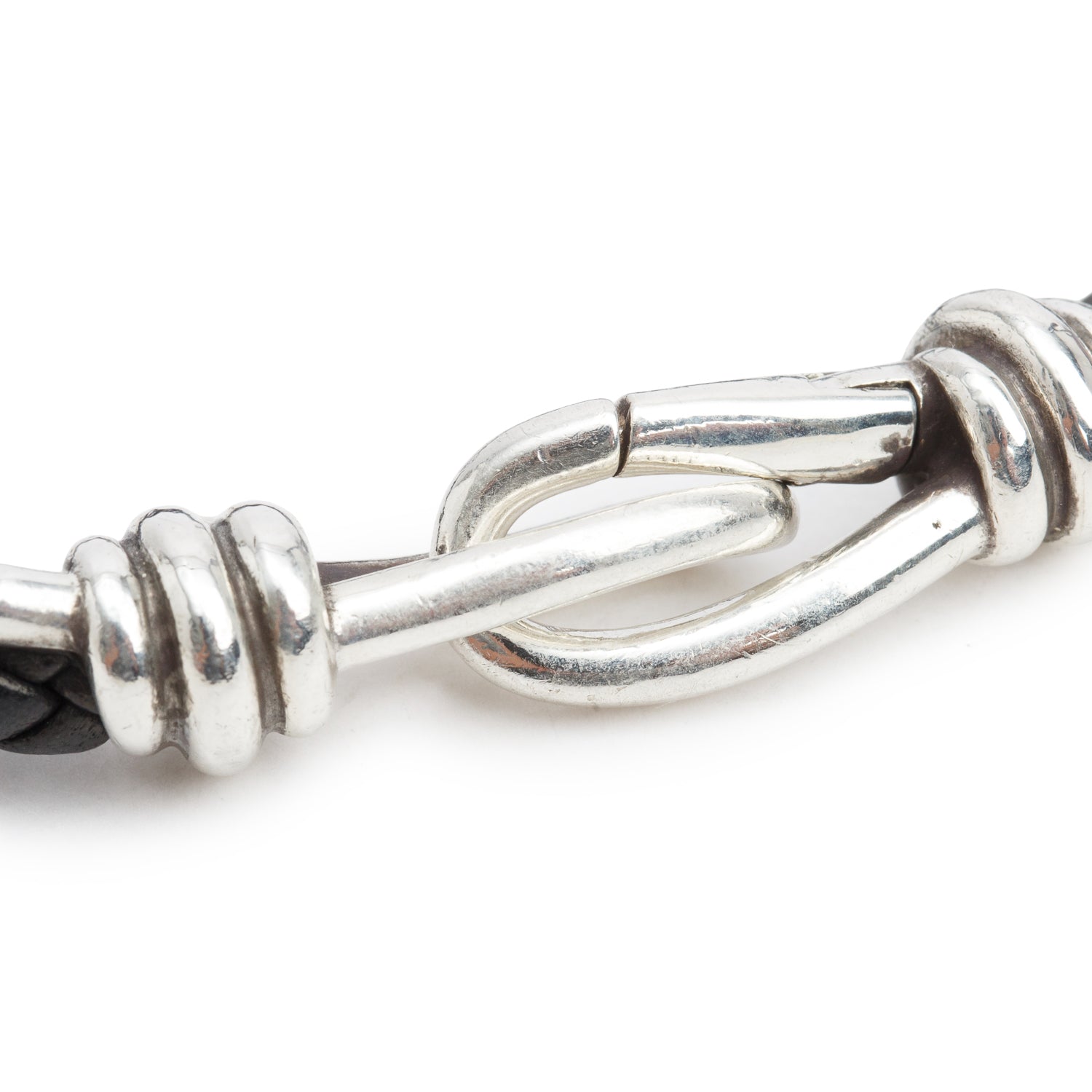 Tiffany & Co. Paloma Picasso Sterling Silver Knot Wrap Black Leather Bracelet