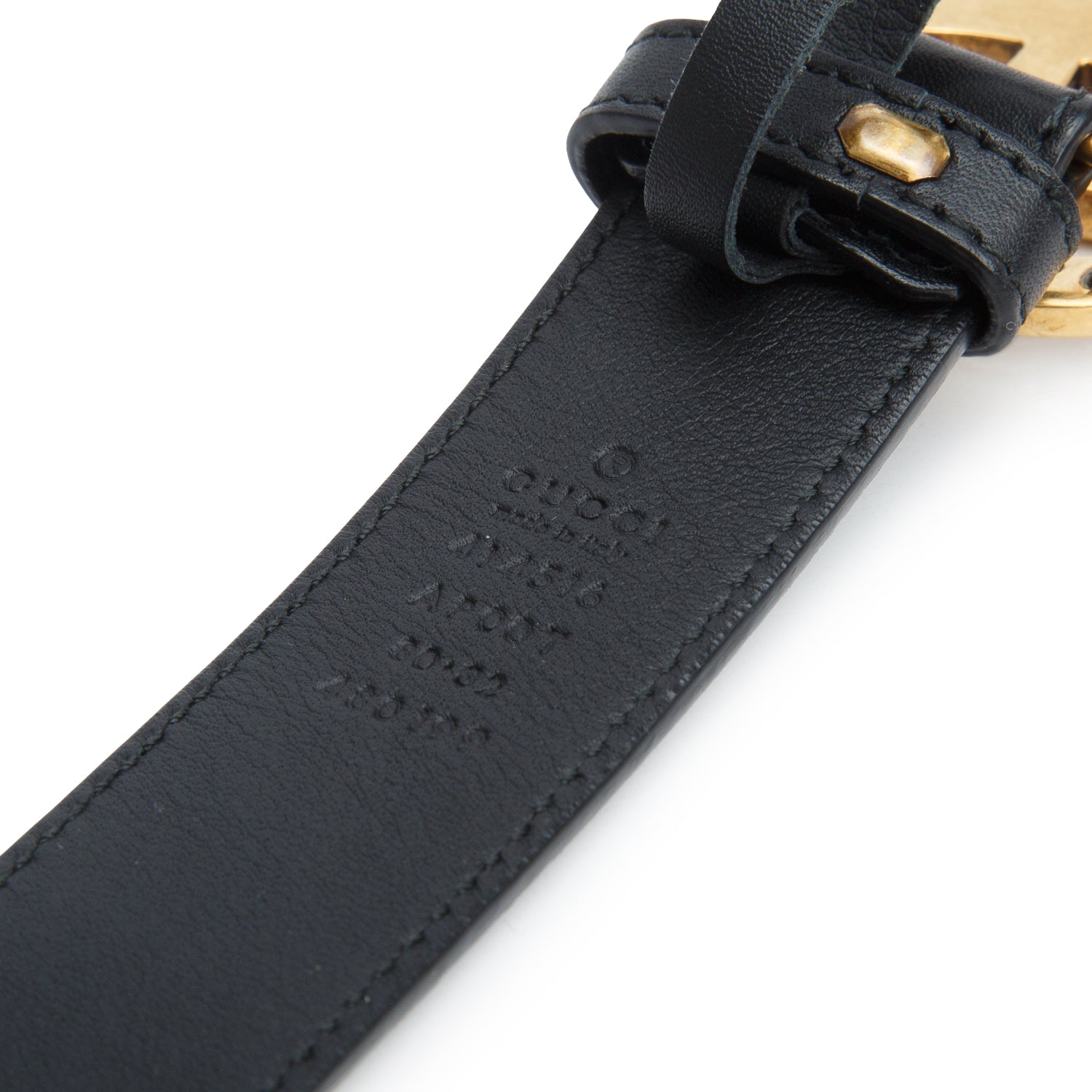 Gucci Black Leather GG Marmont Thin Belt, 80 32