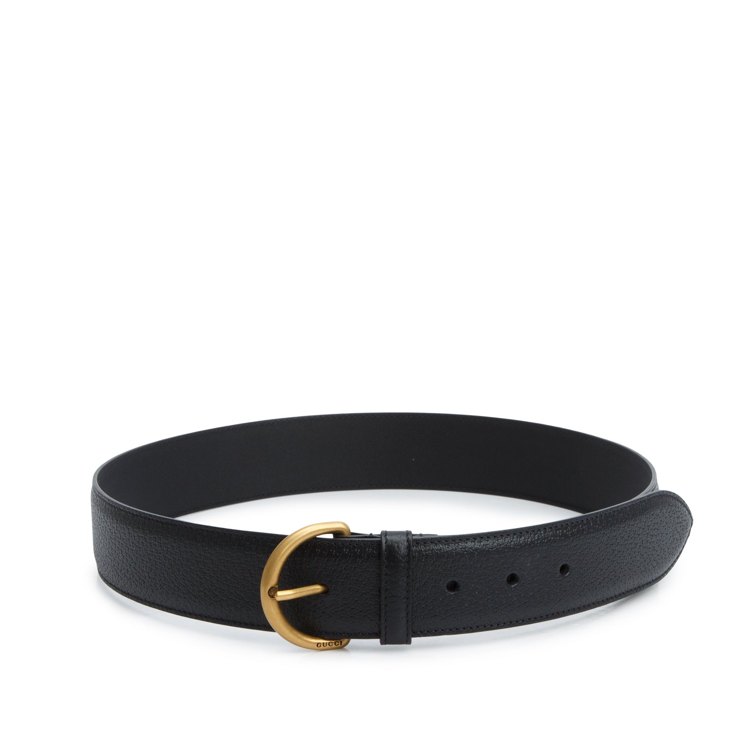 Gucci Black Textured Dollar Calfskin 40mm Belt, 85 34