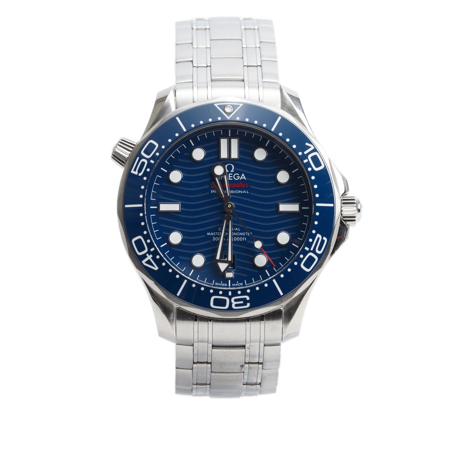 Omega 2021 Stainless Steel Seamaster Diver 300M Co-Axial Master Chronometer 42 MM Automatic Watch Blue Dial w/ Box, Papers & Extra Strap