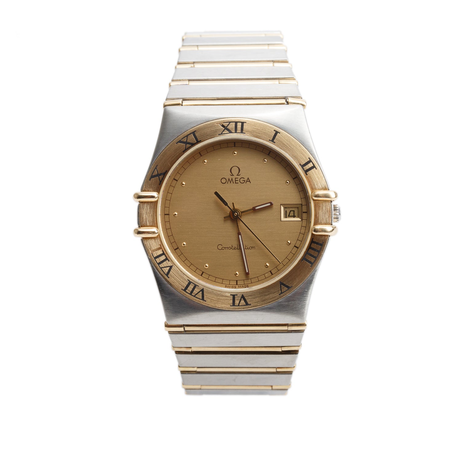 Omega Stainless Steel & 18k Yellow Gold Constellation 33 MM Quartz Watch Gold Dial