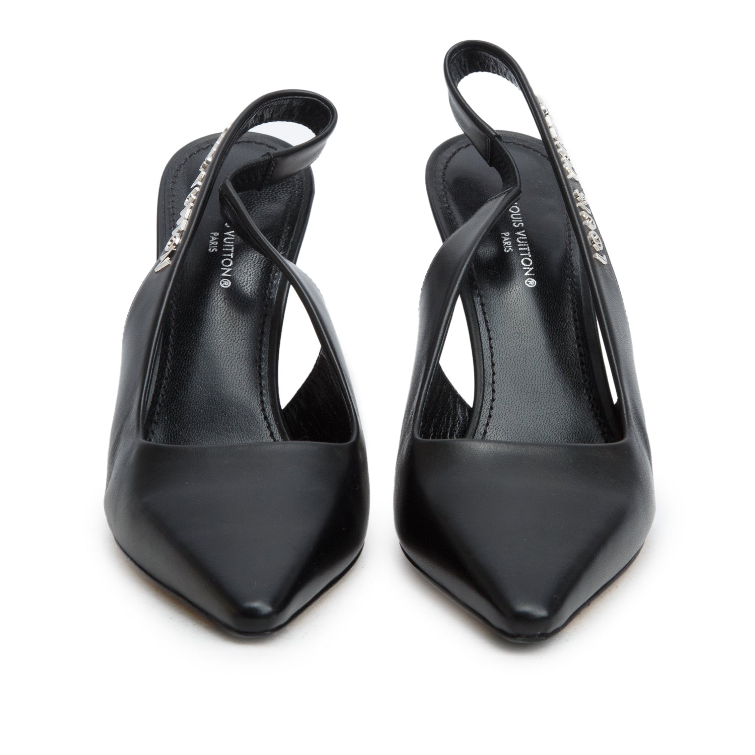 Louis Vuitton 2022 Black Leather Logo Slingback Pump, Size 36