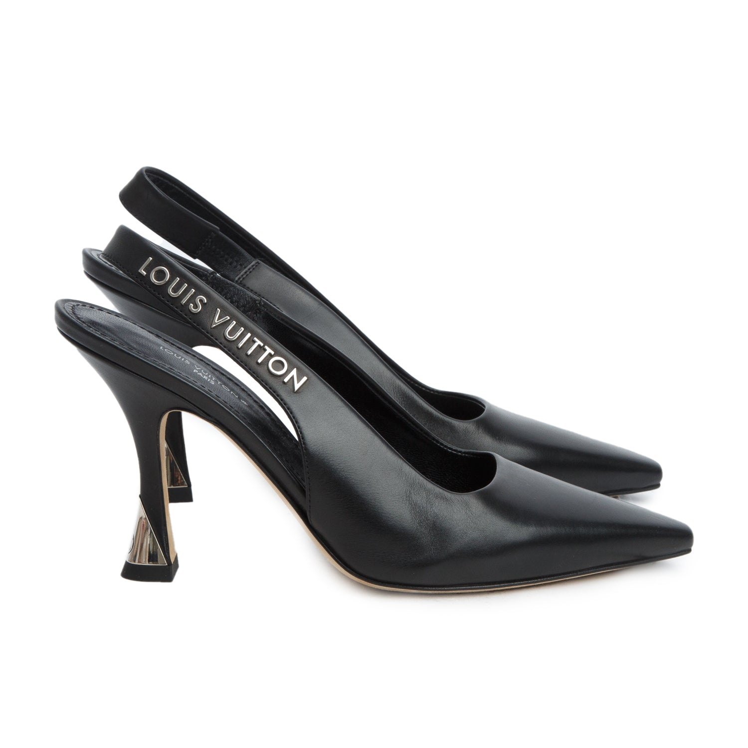 Louis Vuitton 2022 Black Leather Logo Slingback Pump, Size 36