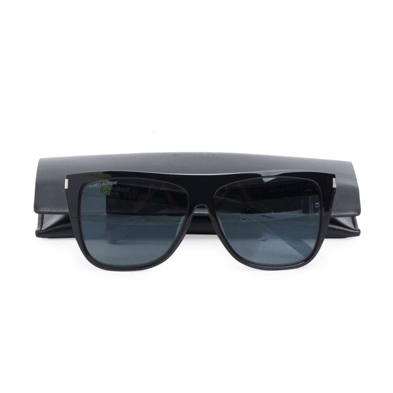 Saint Laurent SL1 002 Black Acetate New Wave Sunglasses w/ Case