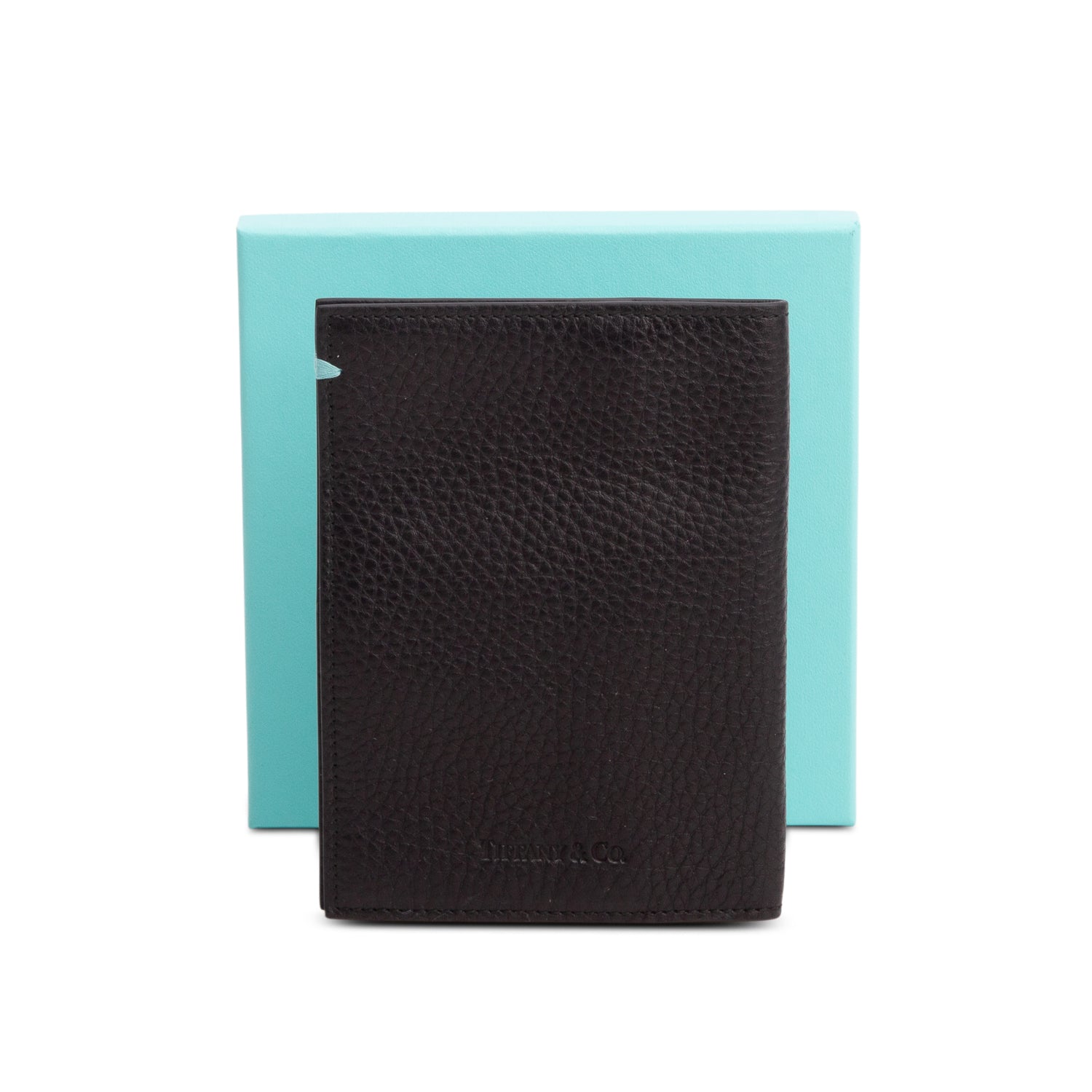 Tiffany & Co. Black Grained Leather Passport Holder w/ Box