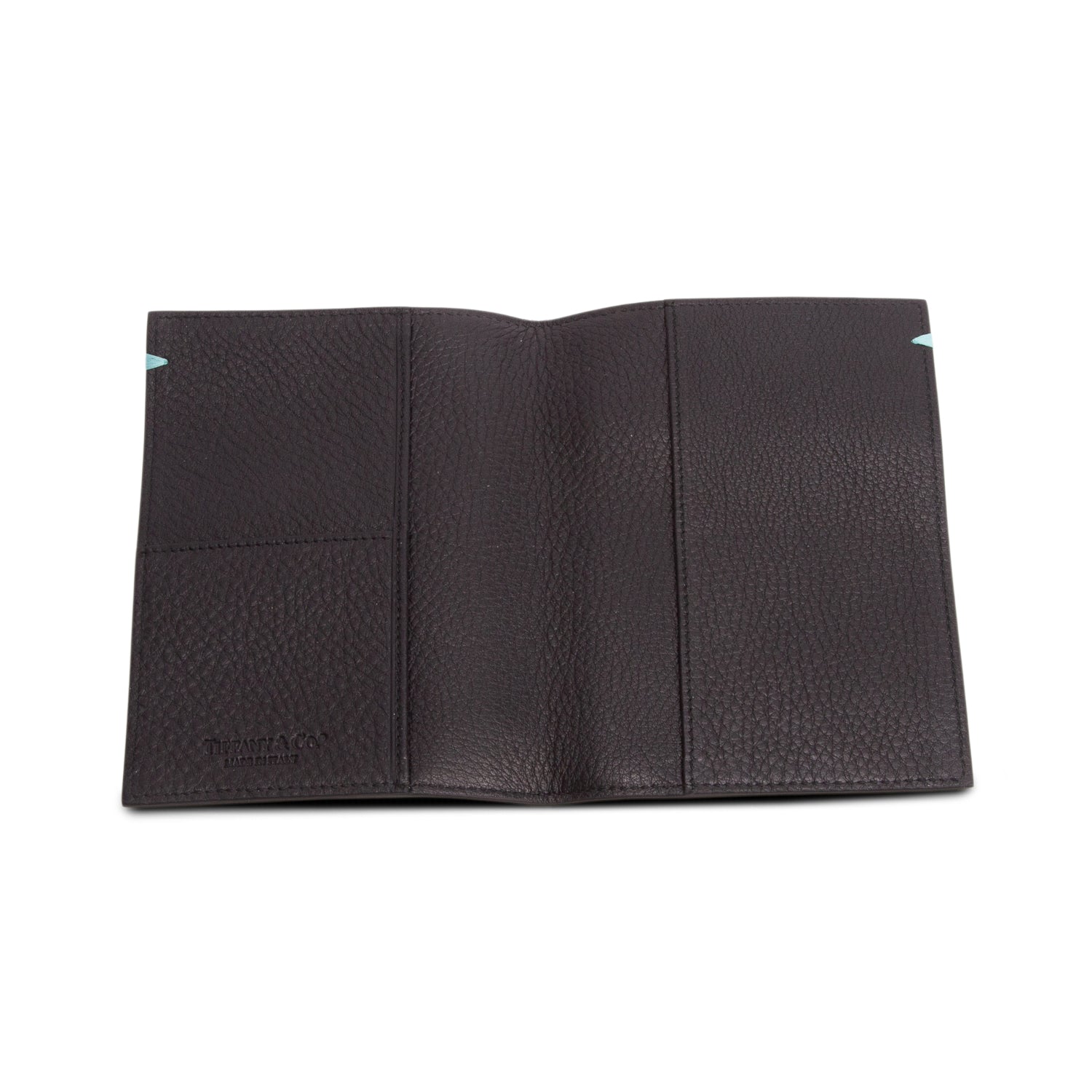 Tiffany & Co. Black Grained Leather Passport Holder w/ Box