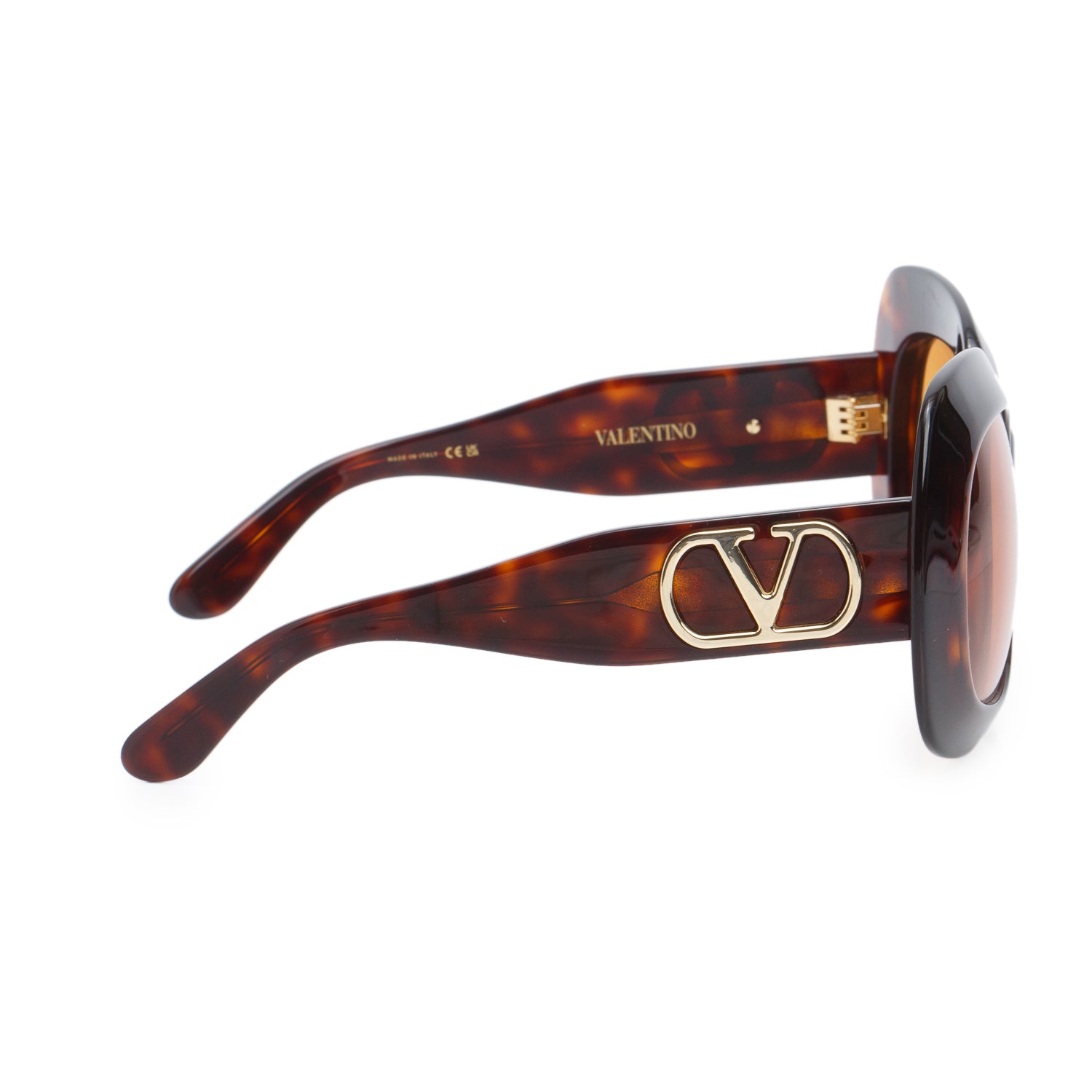 Valentino VLS-180 Brown Havana Acetate Vlogo Oversized Square Sunglasses w/ Box & Case