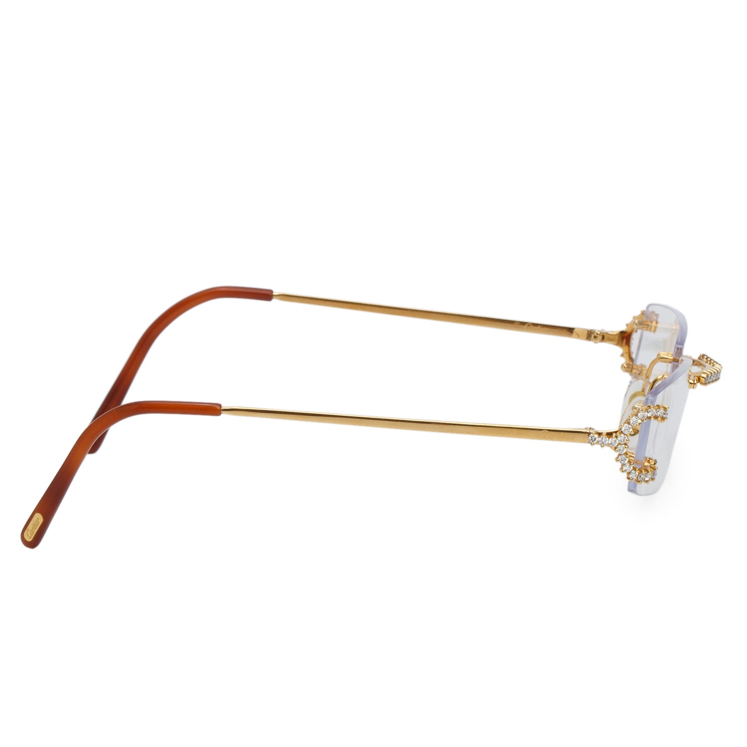 Cartier CT000920 Diamond Piccadilly Rimless Diamond Cut Sunglasses w/ Box & Case