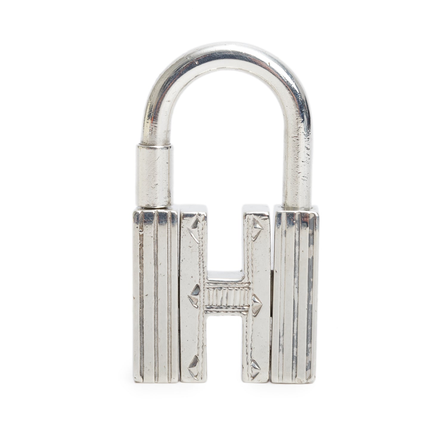 Hermes Sterling Silver Touareg Rotating H Cadena Lock Charm w/ Box