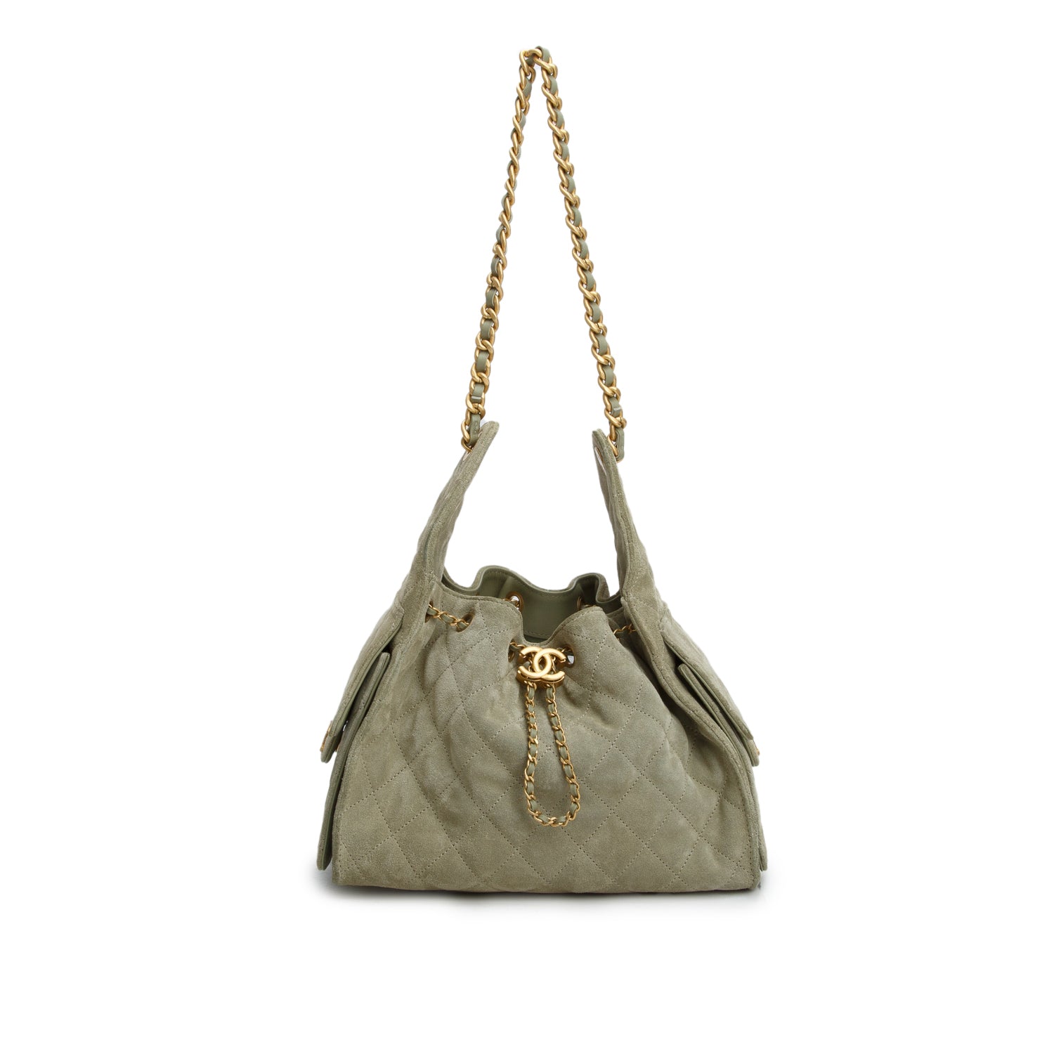 Chanel 2023 Green Suede 25 Small Handbag w/ Box & Receipt