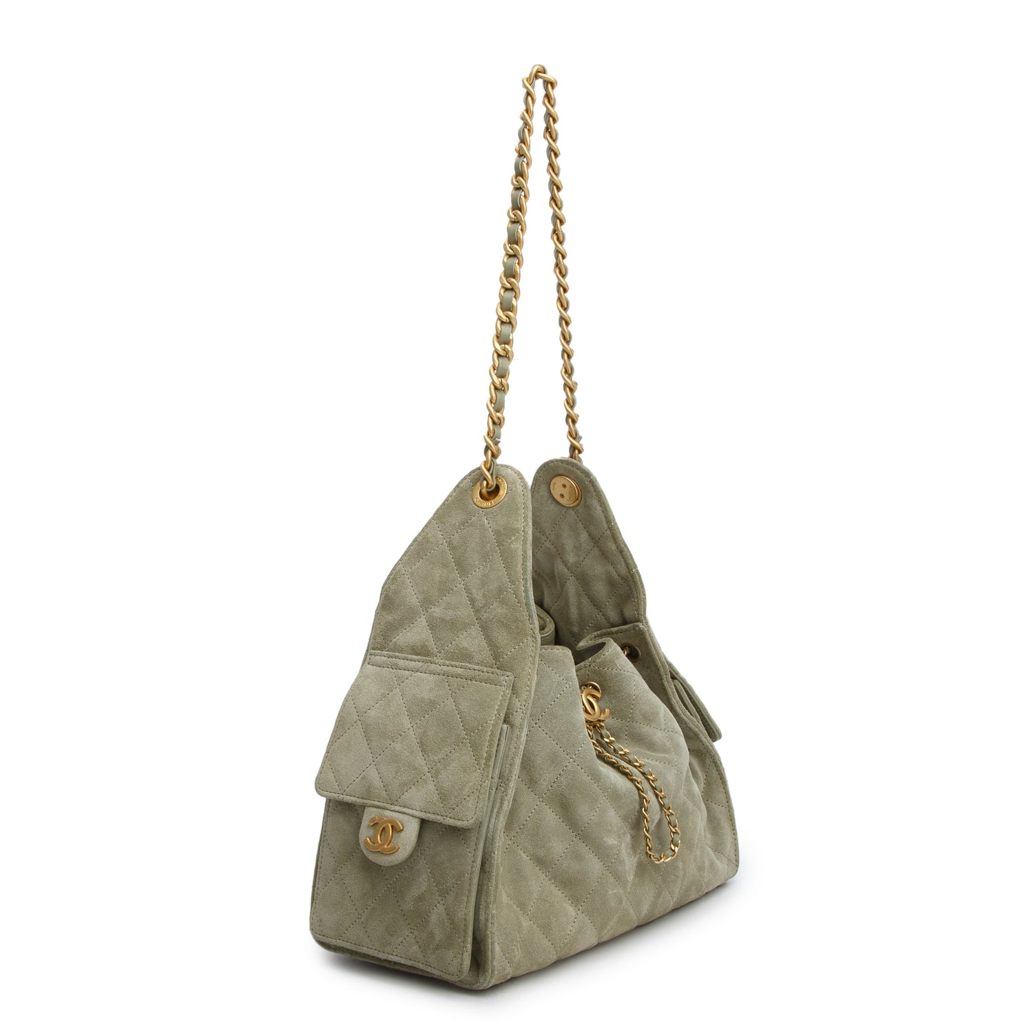 Chanel 2023 Green Suede 25 Small Handbag w/ Box & Receipt