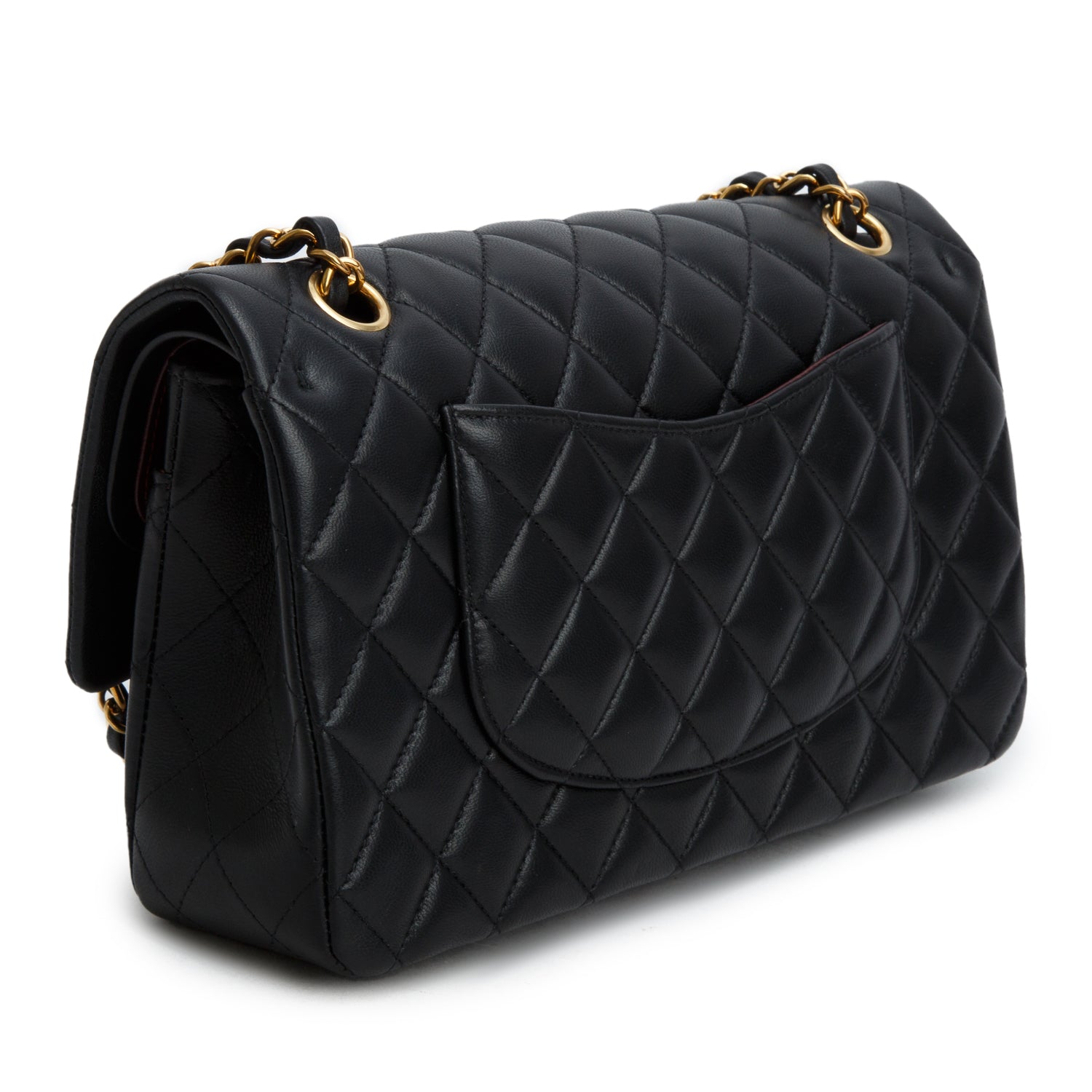 Chanel Black Quilted Lambskin Leather Classic Medium Double Flap Bag w/ Box