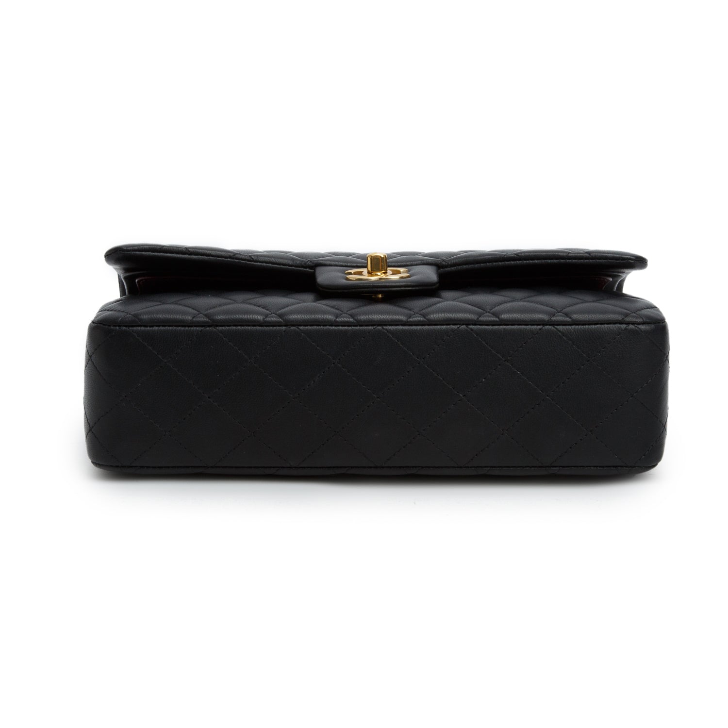 Chanel Black Quilted Lambskin Leather Classic Medium Double Flap Bag w/ Box