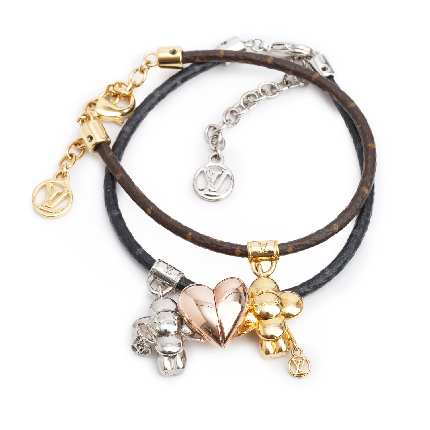 Louis Vuitton Monogram Vivienne Amour Set of 2 Charm Bracelet