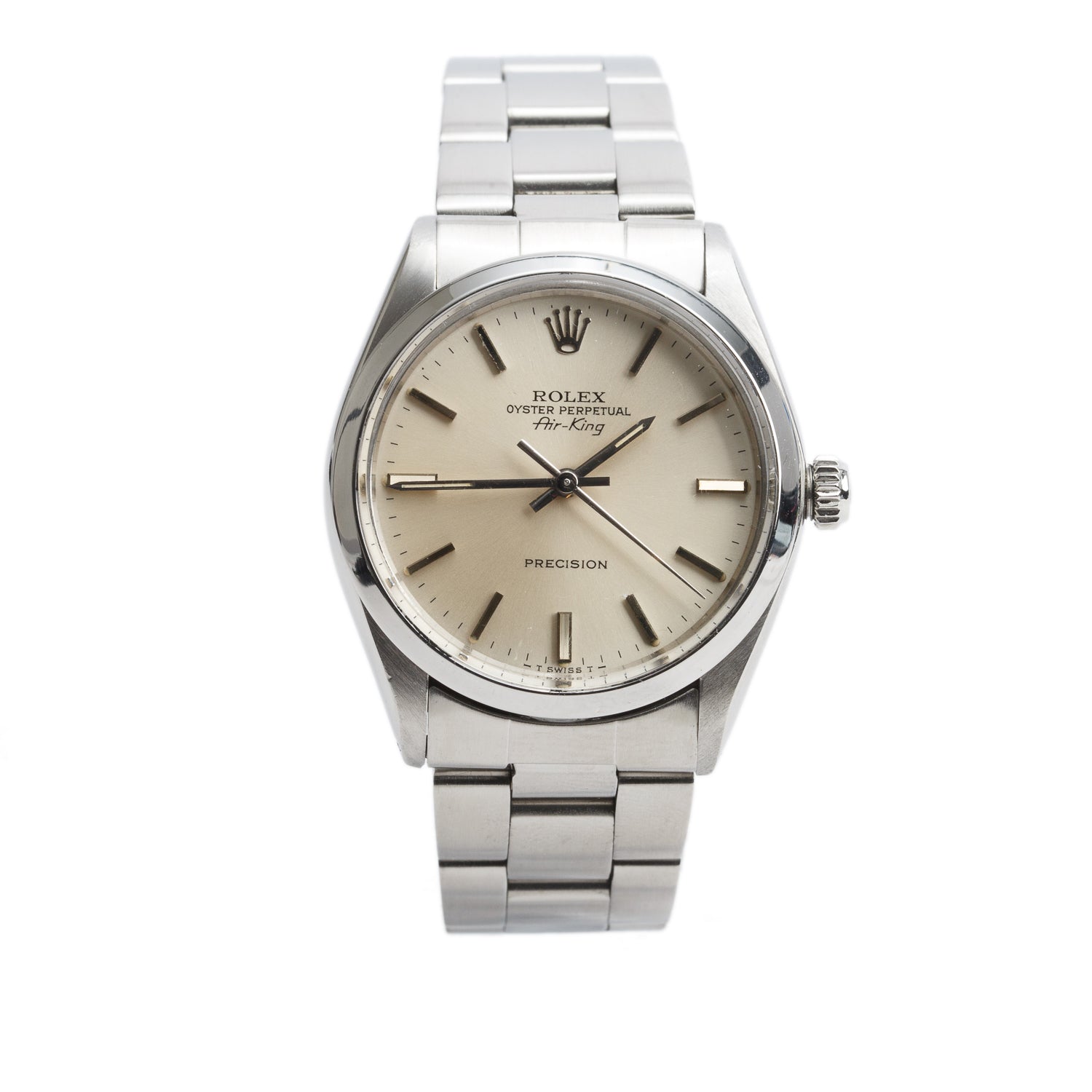 Rolex Stainless Steel Air King 34 MM Automatic Watch Silver Dial 5500