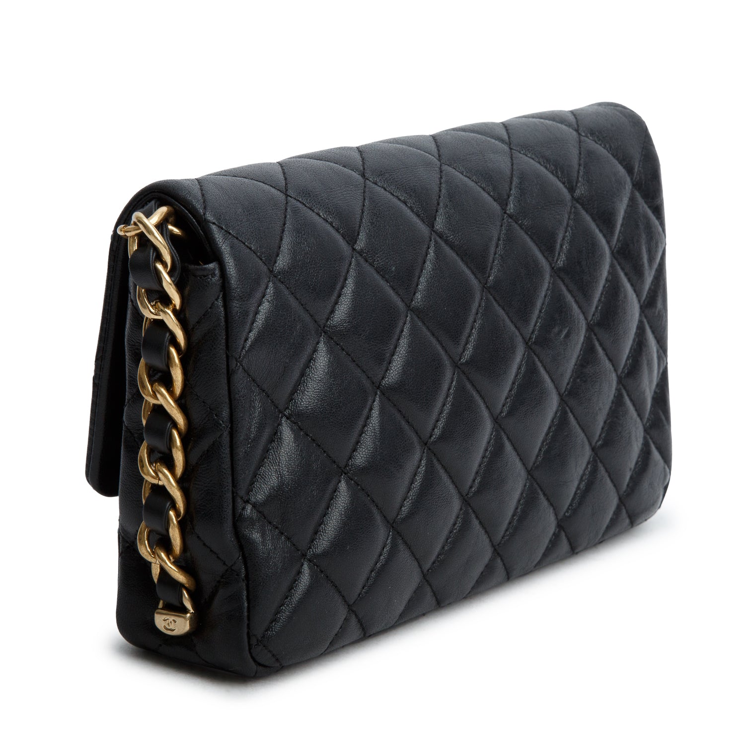 Chanel Black Shiny Lambskin Chain Single Flap