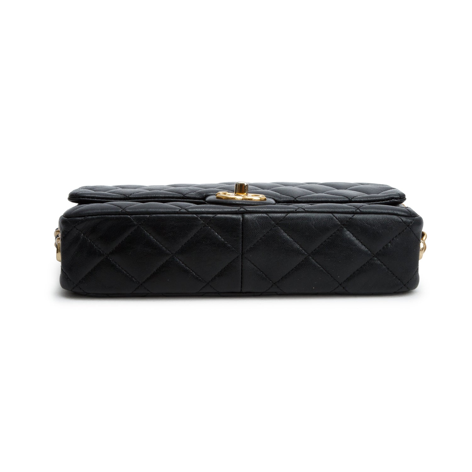 Chanel Black Shiny Lambskin Chain Single Flap