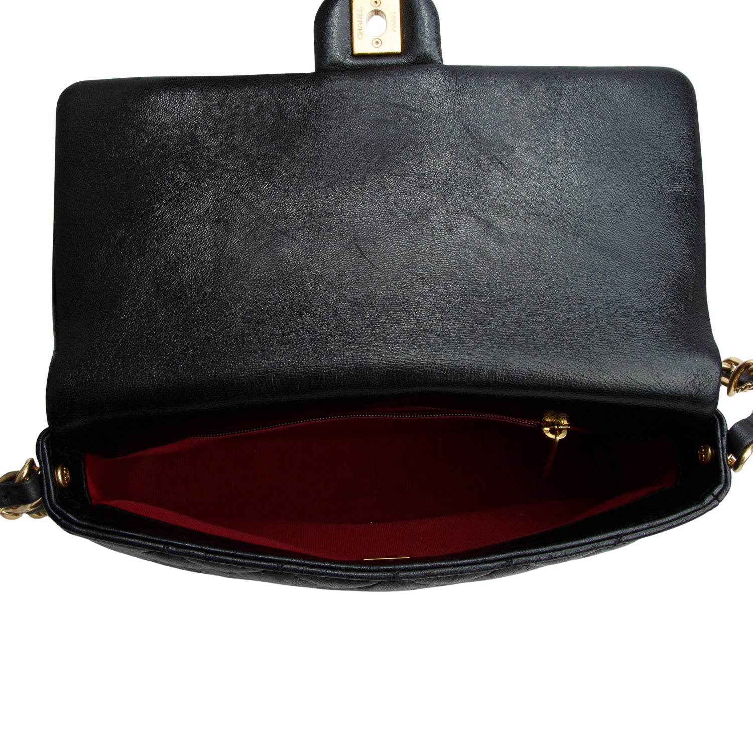 Chanel Black Shiny Lambskin Chain Single Flap