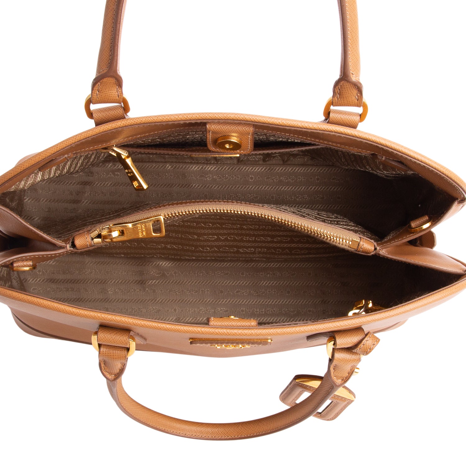 Prada Brown Saffiano Lux Open Promenade Tote w/ Authenticity Card & Strap