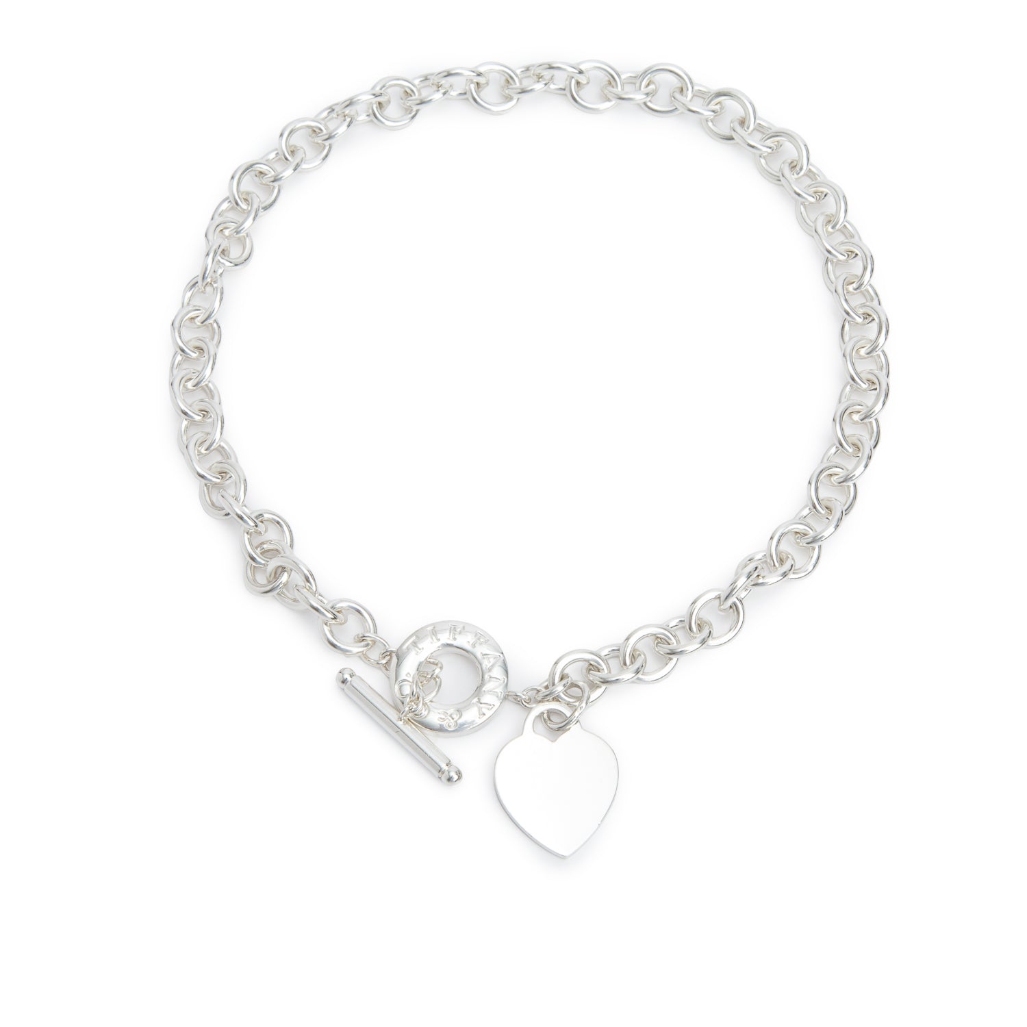 Tiffany & Co. Sterling Silver Heart Tag Necklace with Toggle Clasp