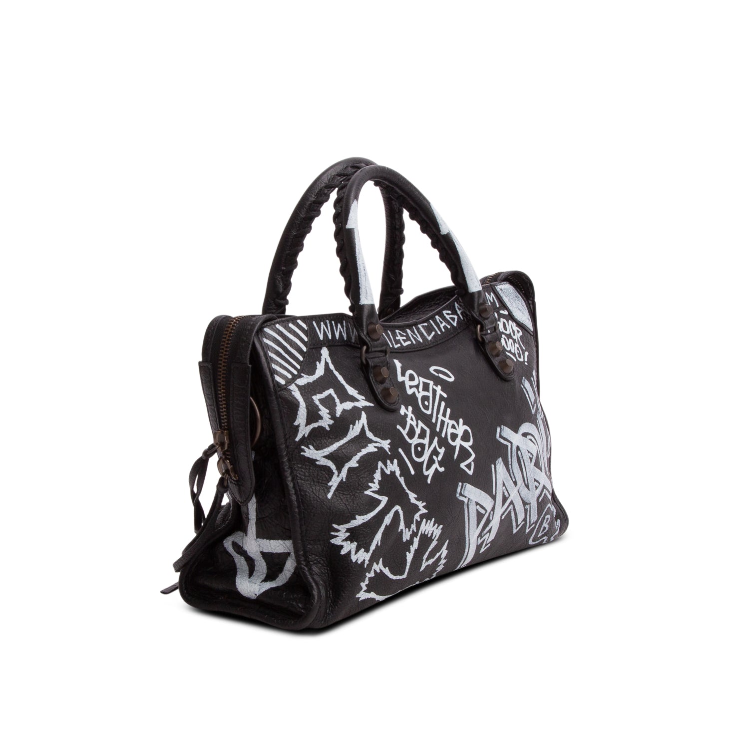 Balenciaga Black Agneau Graffiti Small Classic City Bag
