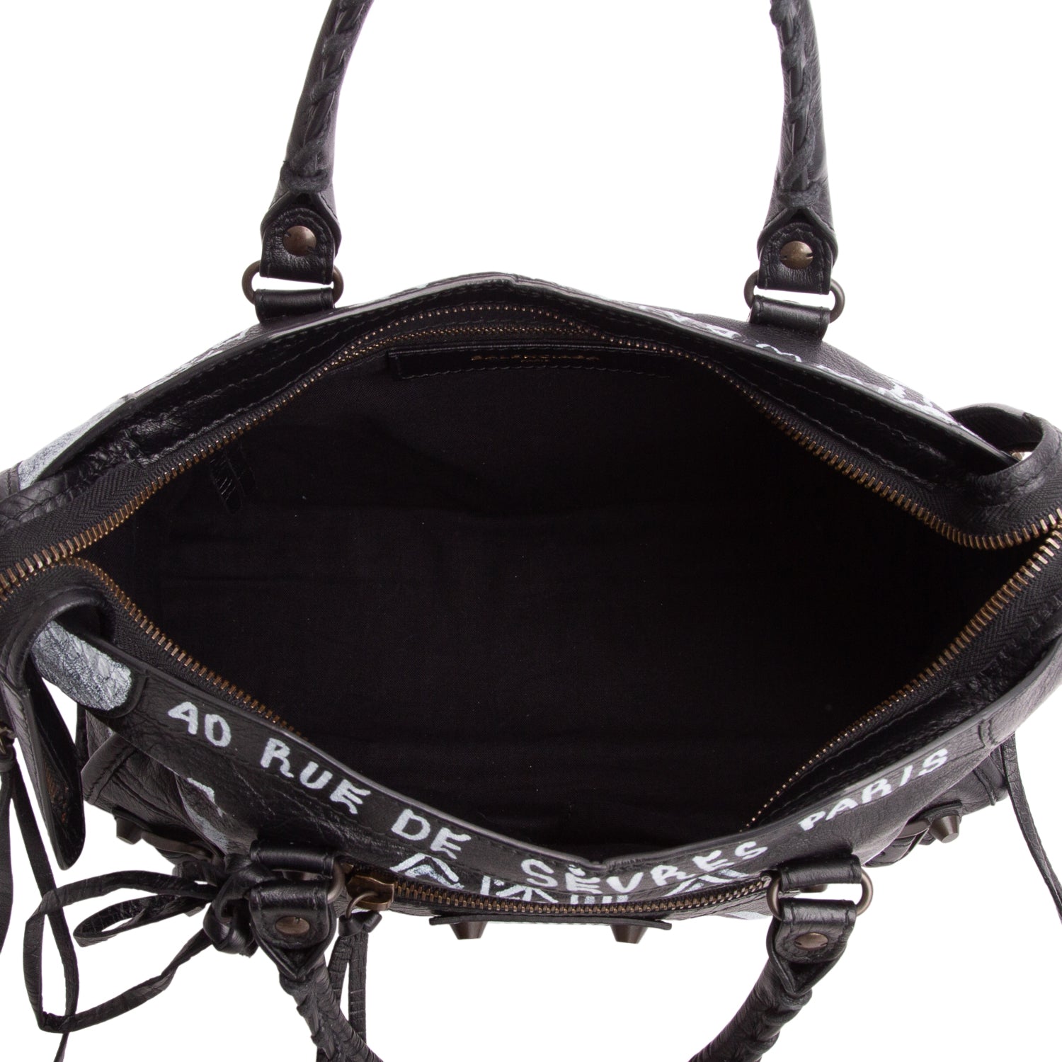 Balenciaga Black Agneau Graffiti Small Classic City Bag
