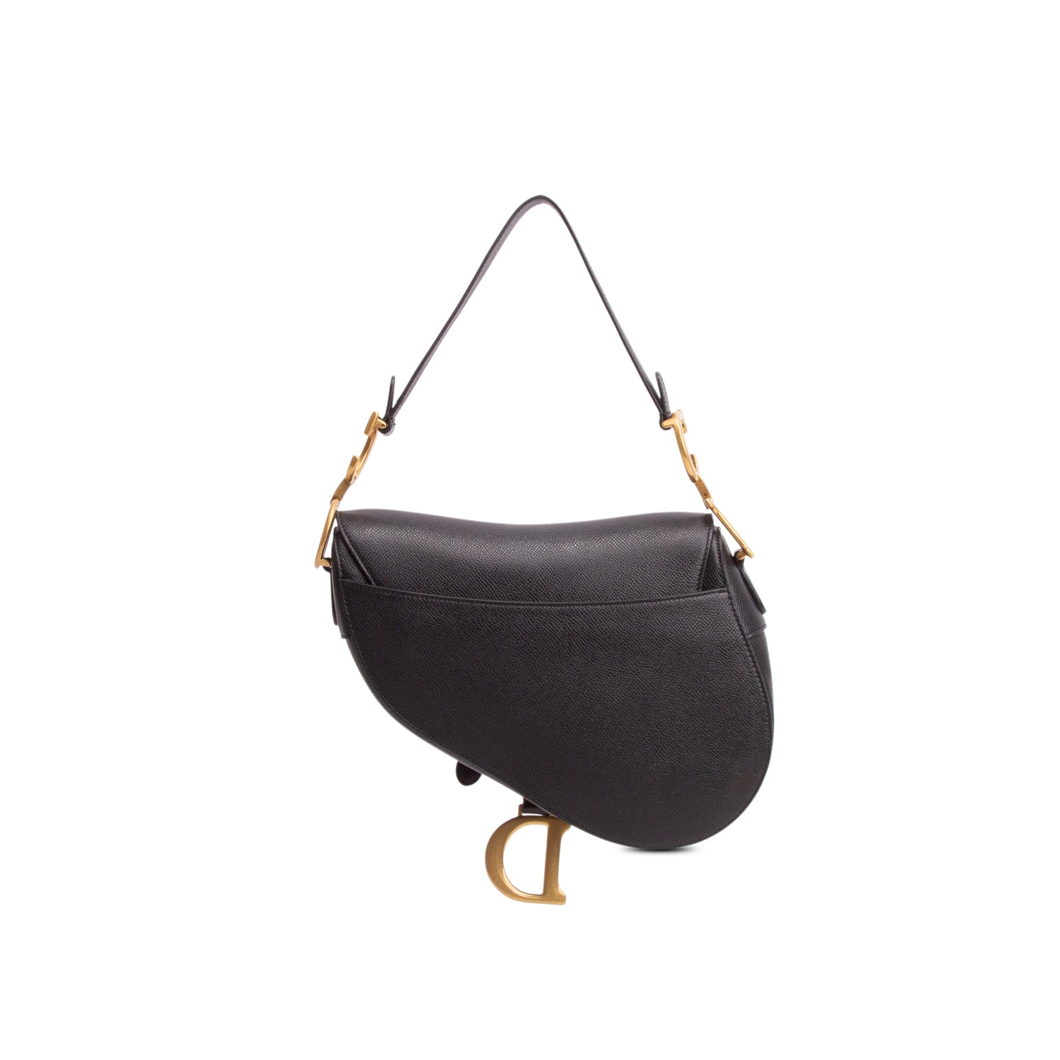 Christian Dior 2023 Black Grained Calfskin Saddle Bag w/ Strap