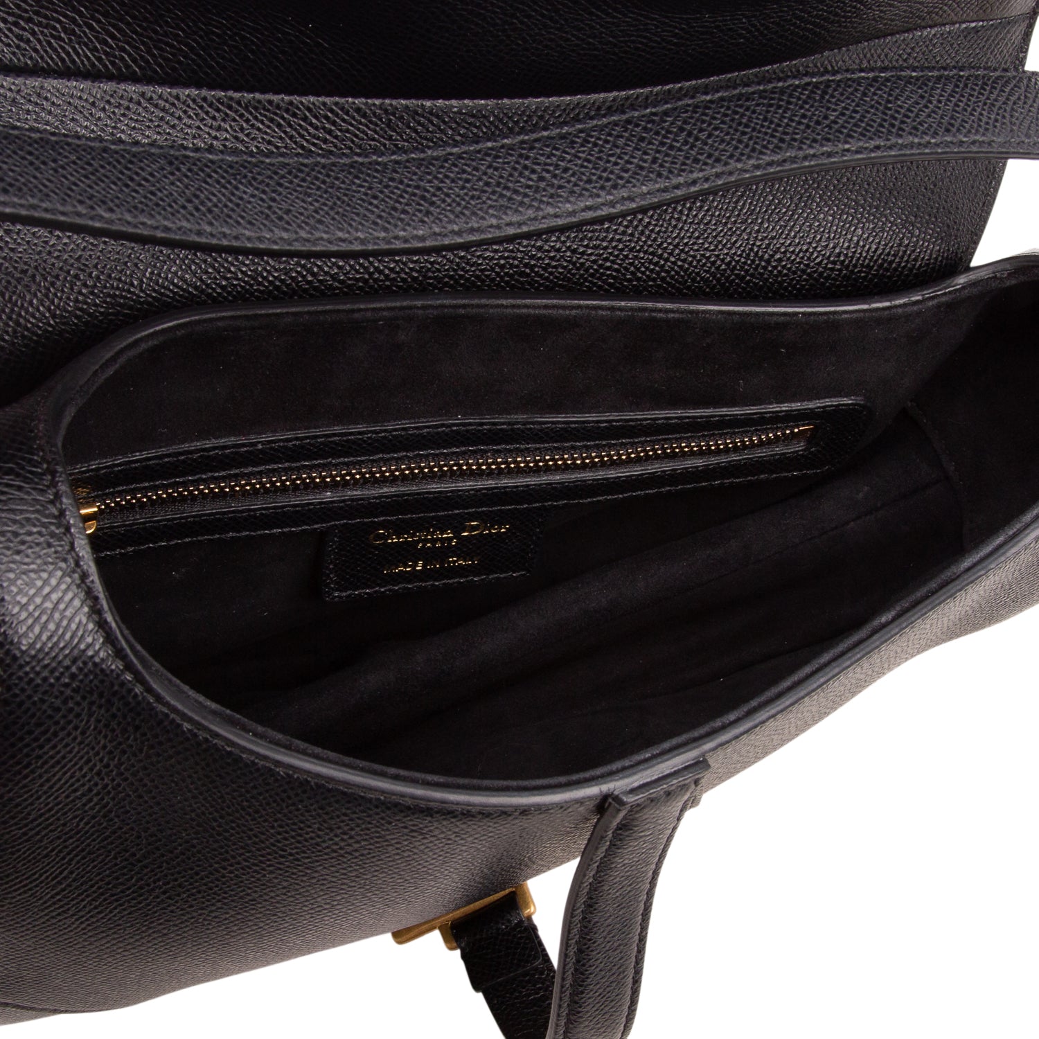 Christian Dior 2023 Black Grained Calfskin Saddle Bag w/ Strap