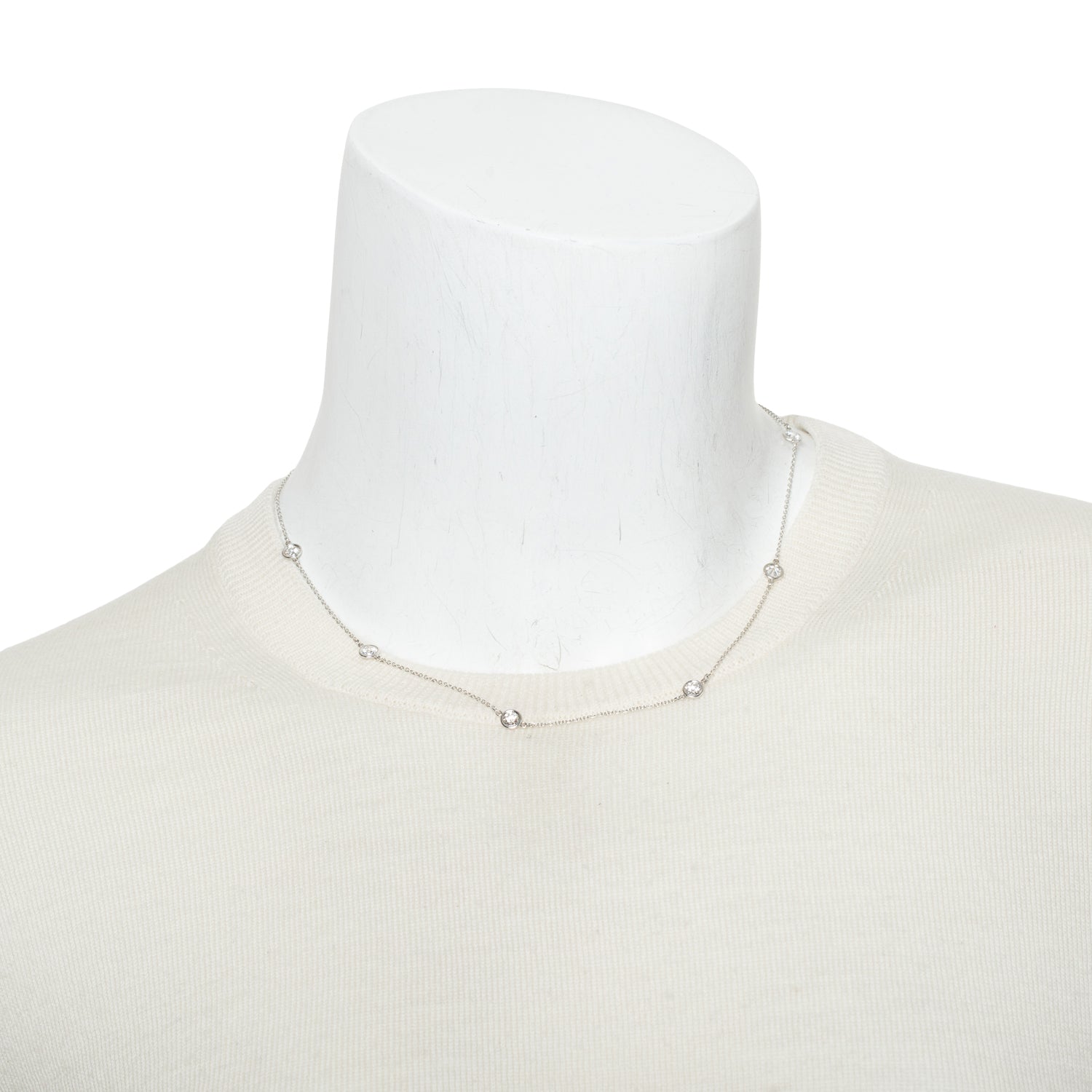 Birks Platinum Diamond Station Necklace