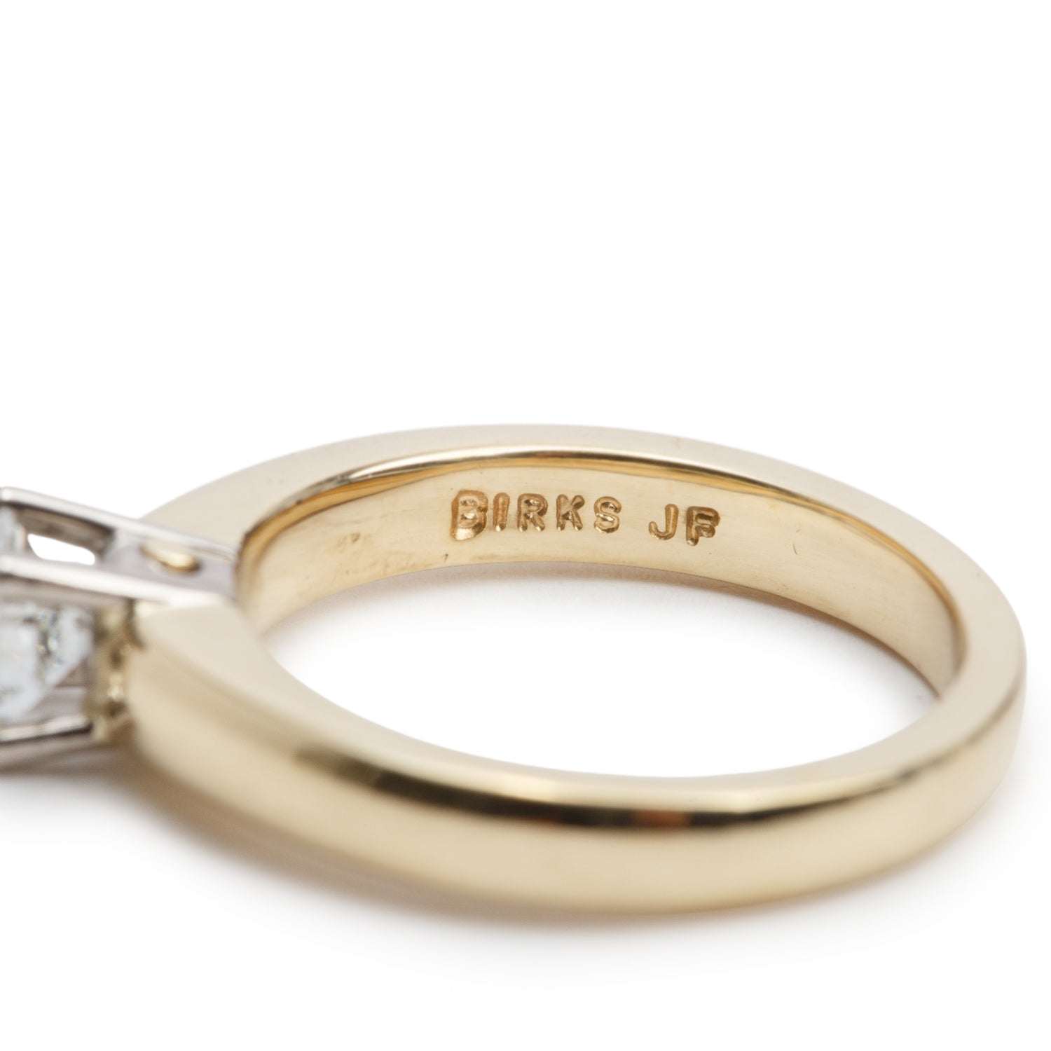 Birks 18k Yellow & White Gold 0.43 ct. Round Cut Diamond Engagement Ring, Size 4