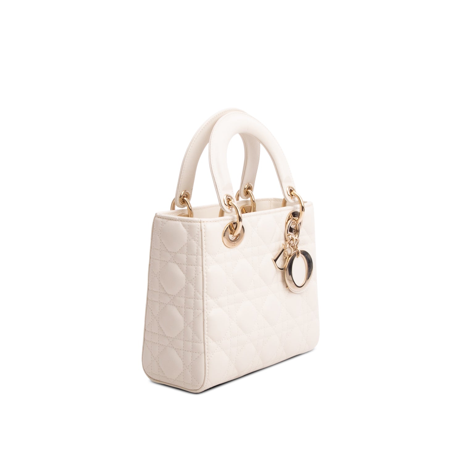 Christian Dior 2023 White Lambskin Cannage Small My ABC Lady Dior w/ Strap & Authenticity Card