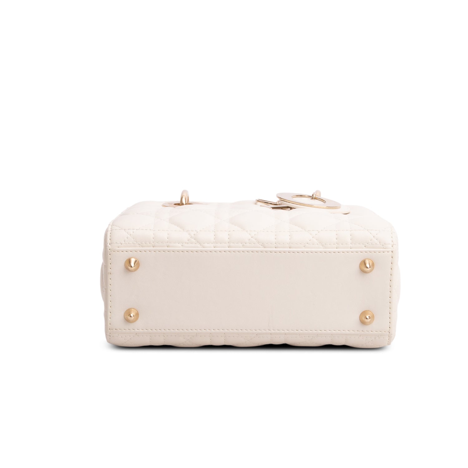 Christian Dior 2023 White Lambskin Cannage Small My ABC Lady Dior w/ Strap & Authenticity Card