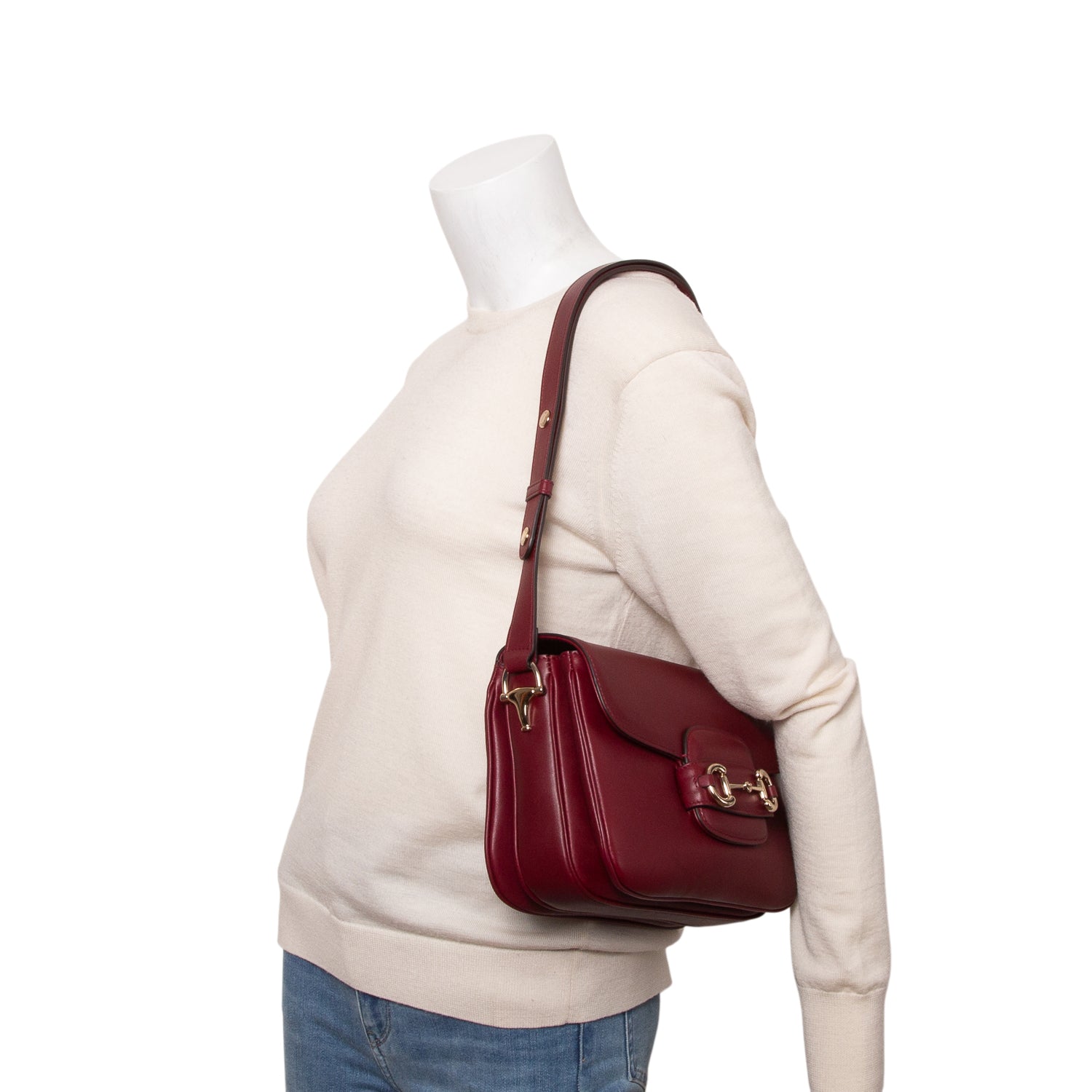 Gucci Burundy Arabella Calfskin Horsebit 1955 Medium Shoulder Bag