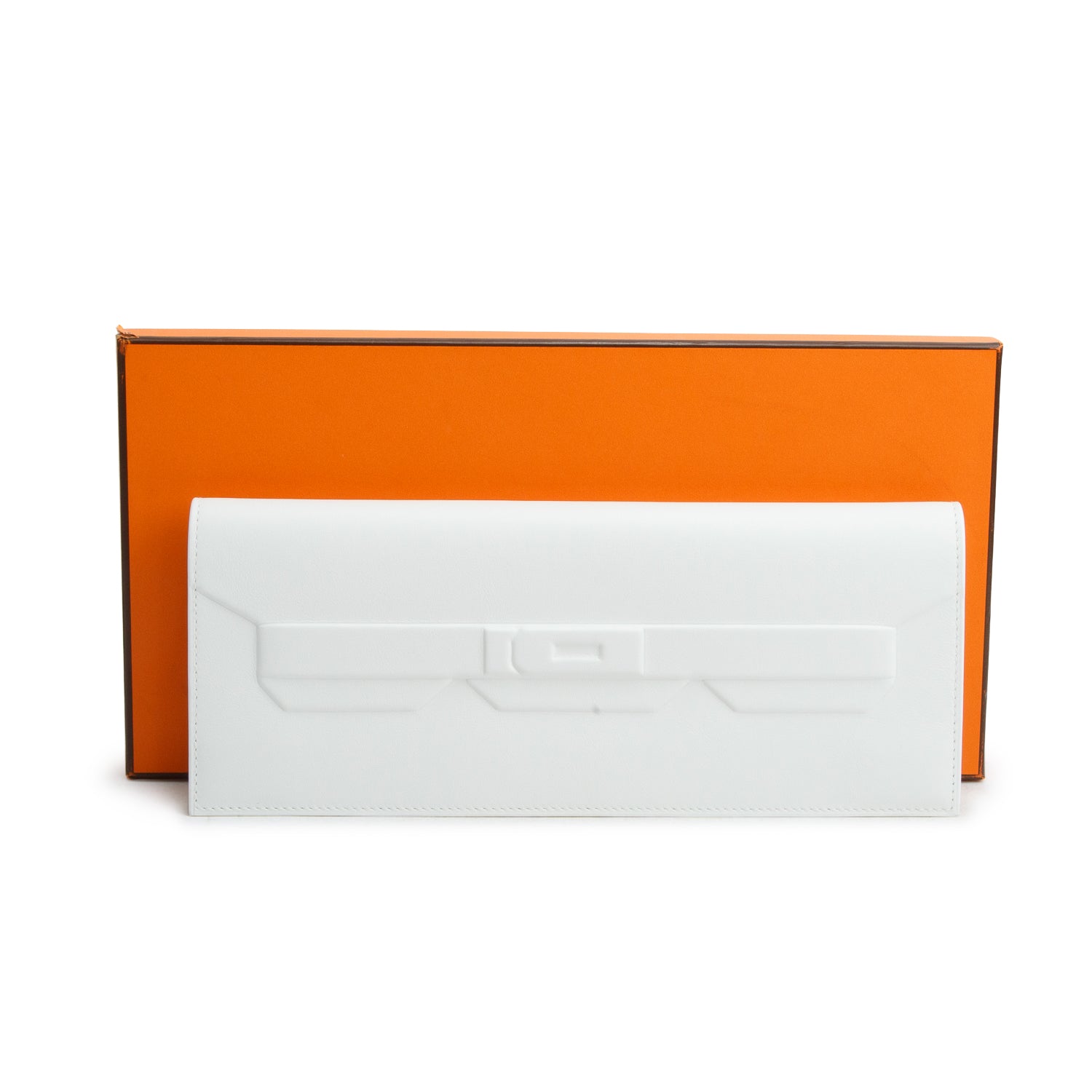 Hermes 2023 Blanc Swift Birkin Shadow Clutch w/ Box